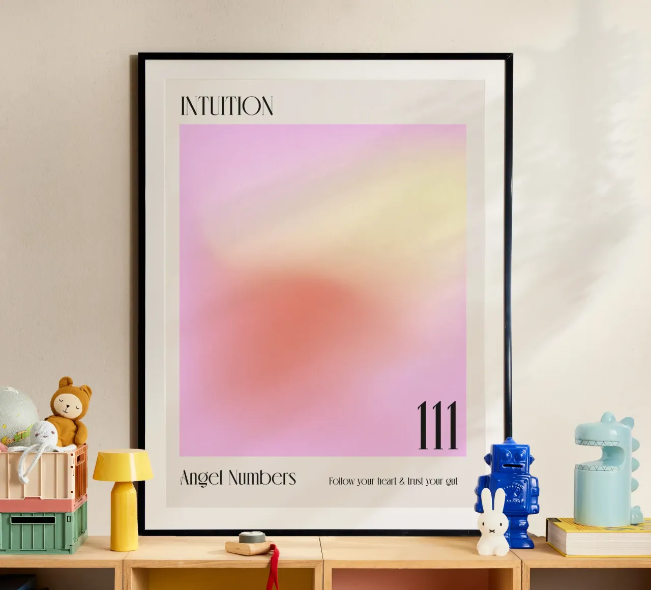 Aura, Engelszahlen, Intuition, 111 Zitat Poster mit Holzrahmen von Peaches Art Prints
