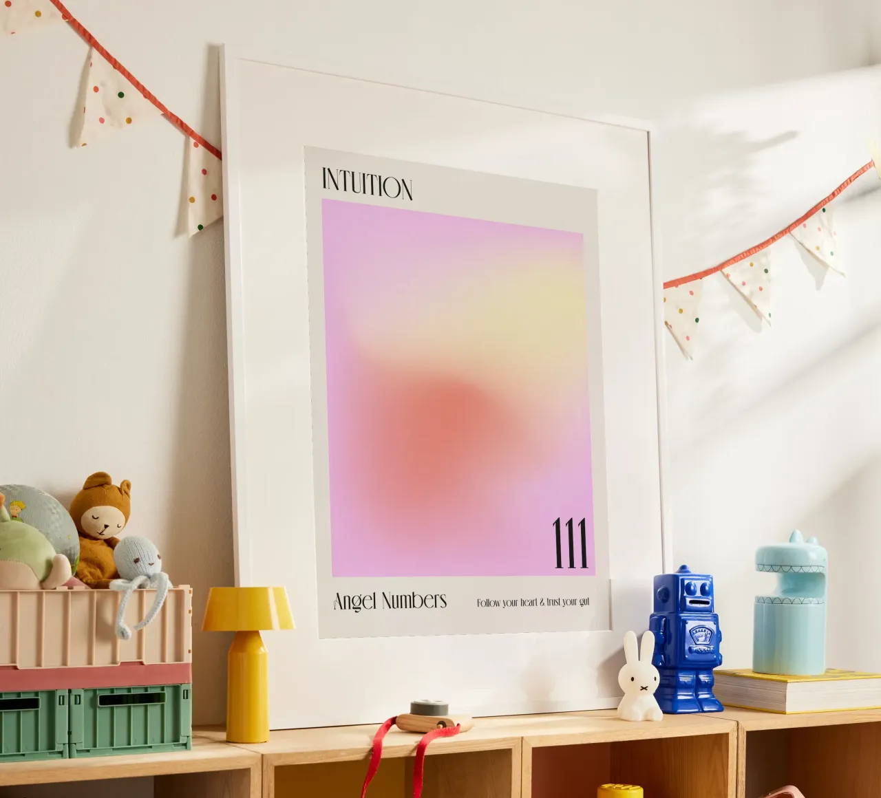 Aura, Engelszahlen, Intuition, 111 Zitat Poster mit Holzrahmen von Peaches Art Prints