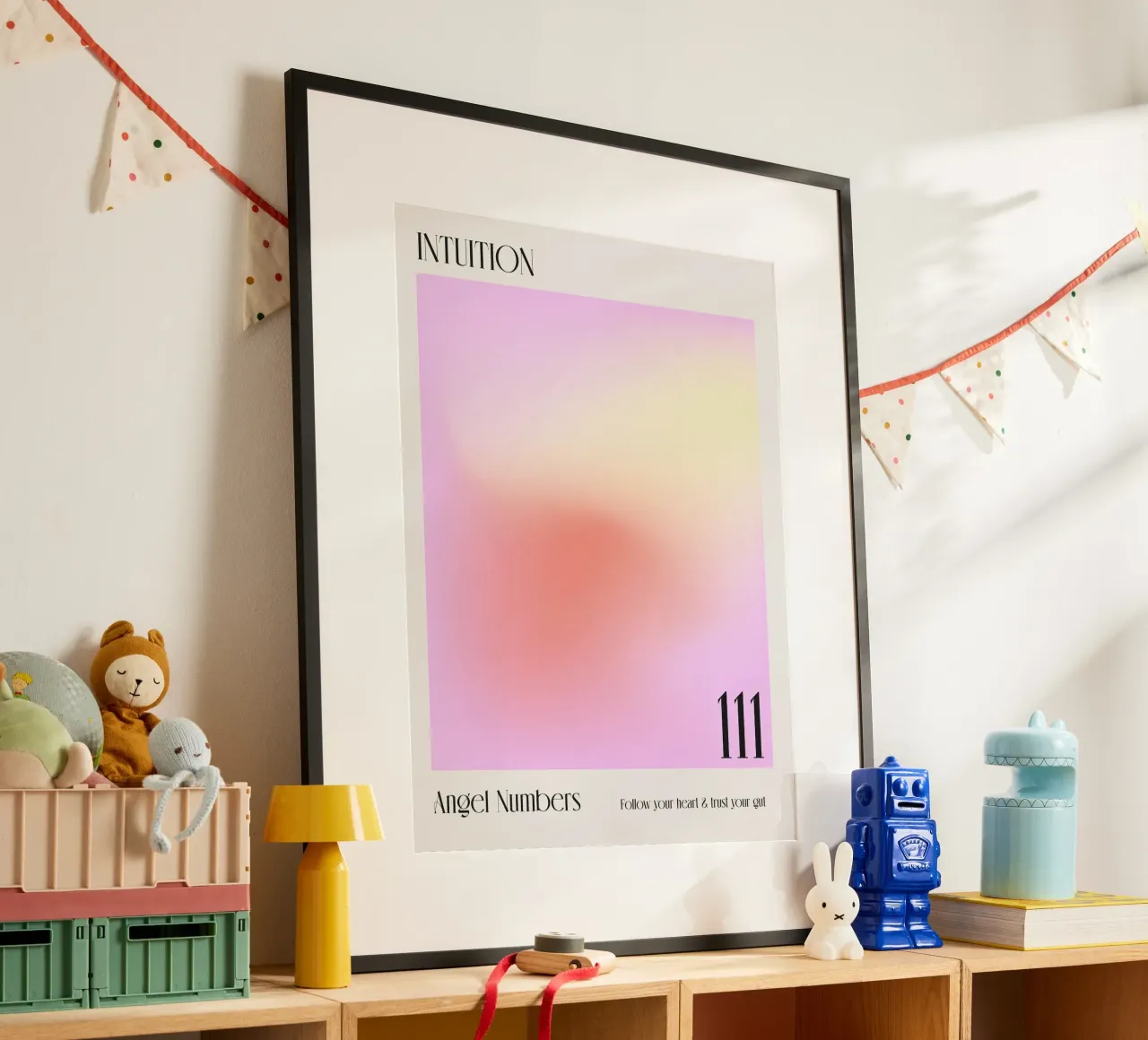 Aura, Engelszahlen, Intuition, 111 Zitat Poster mit Holzrahmen von Peaches Art Prints