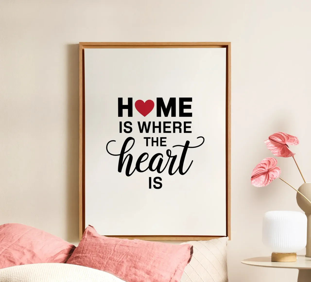 HOME is where the HEART is canvas with Floater frame by logic
