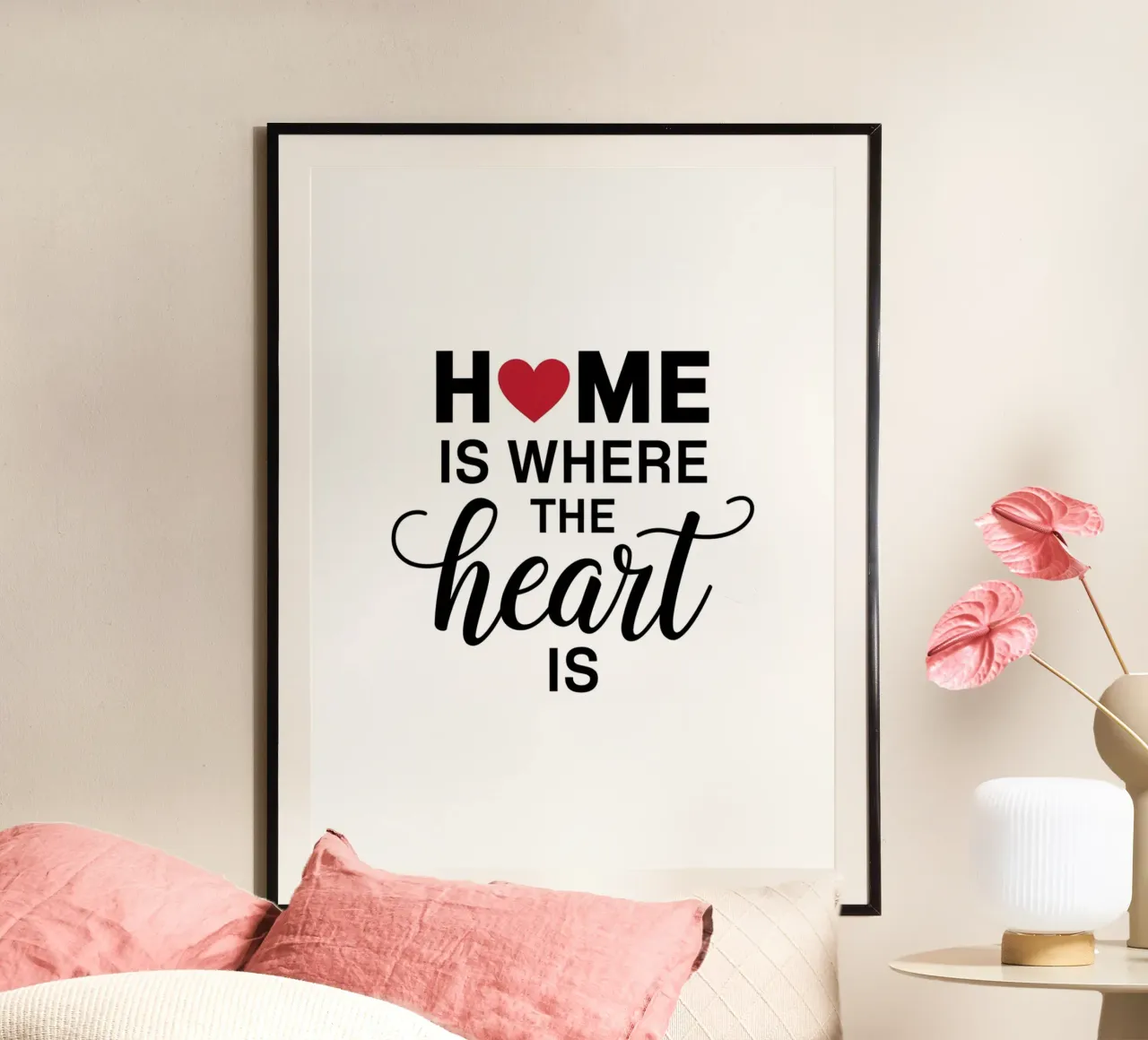 La casa è dove c'è il cuore poster con telaio in plastica da logic