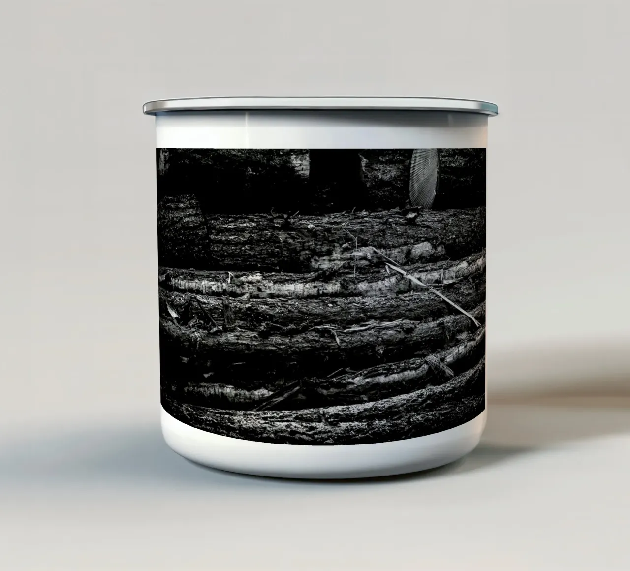 The Logs enamel mug by Dustin Janko