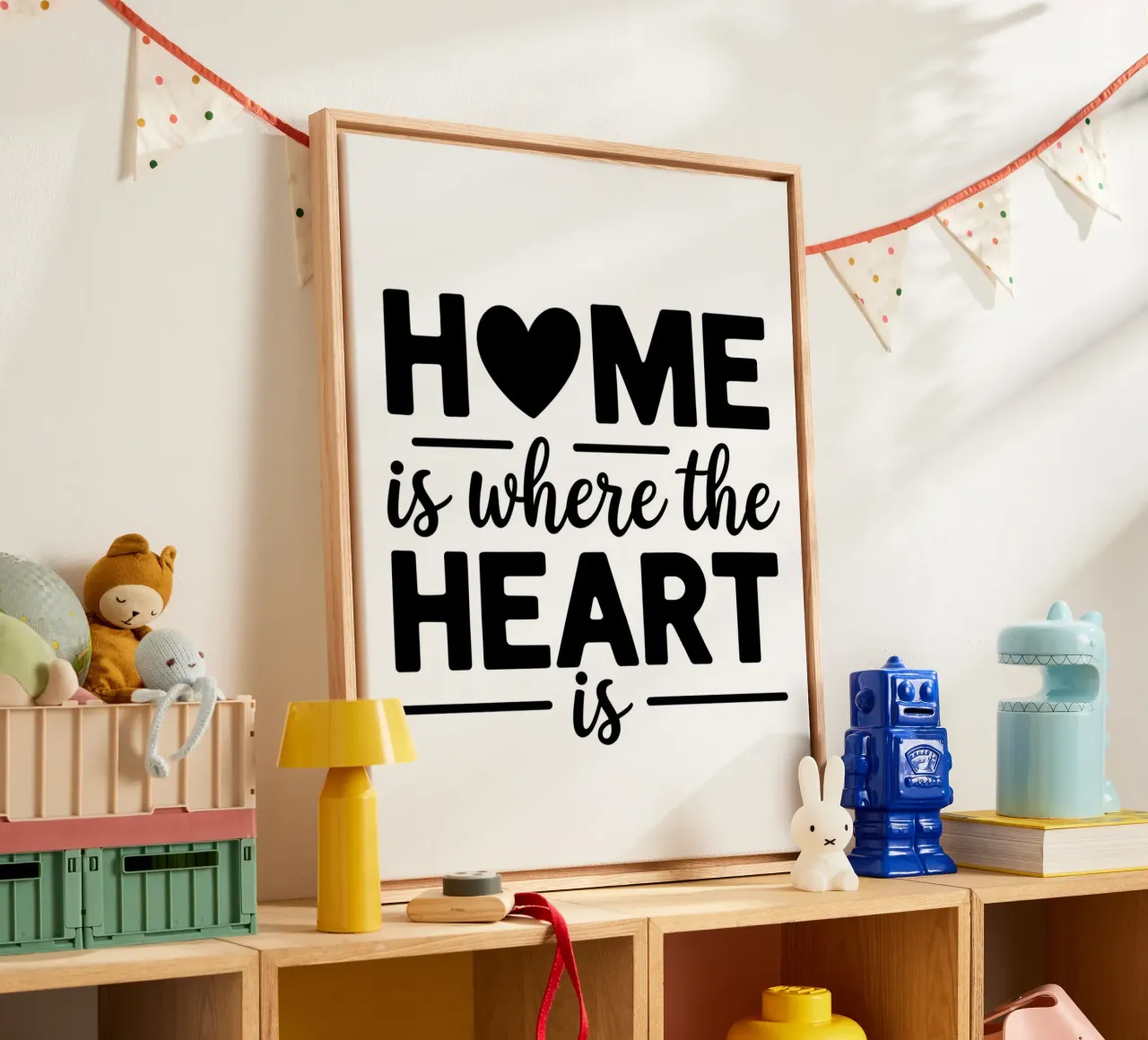 HOME is where the HEART is canvas with Floater frame by logic