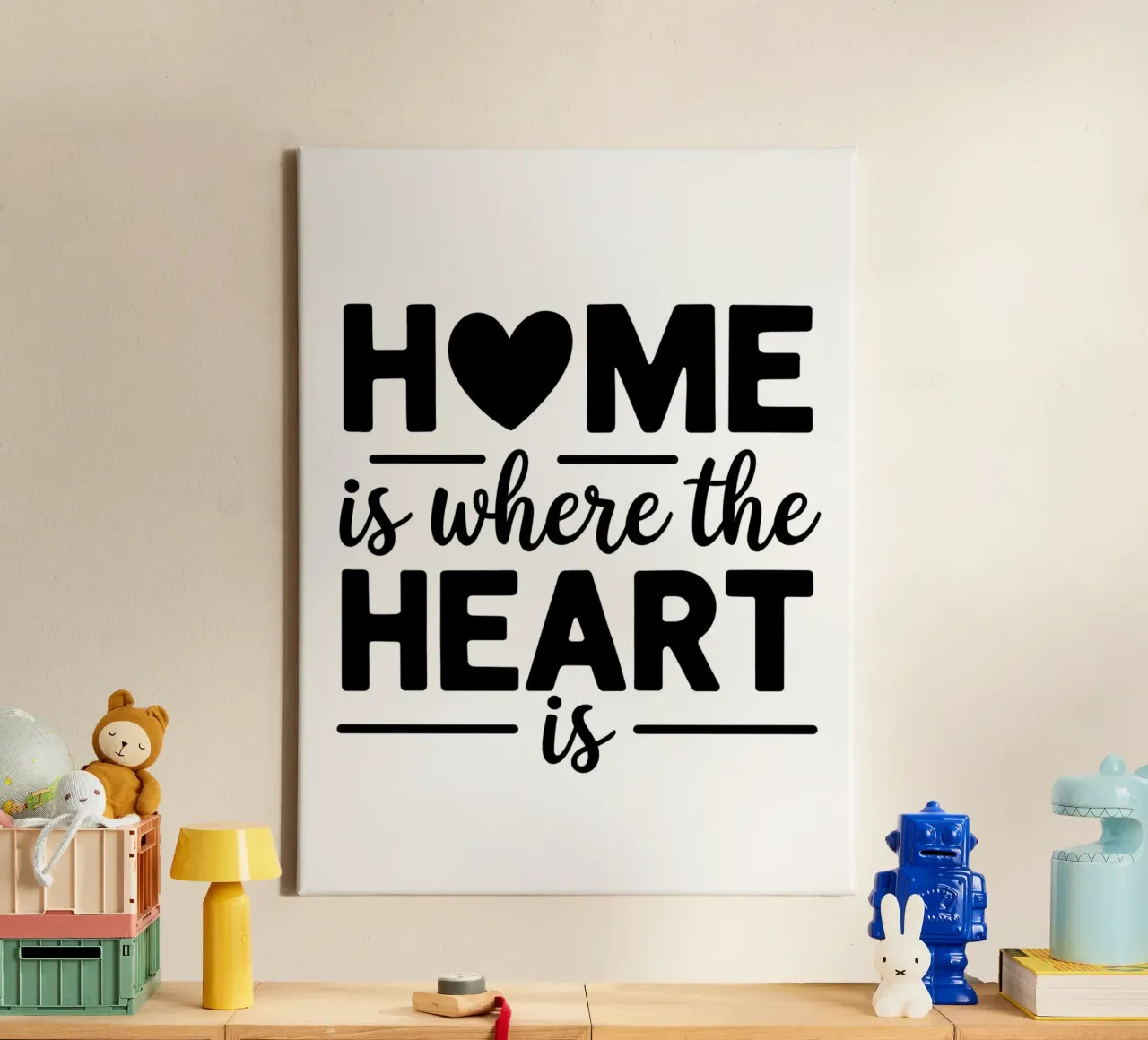 HOME is where the HEART is canvas with Floater frame by logic