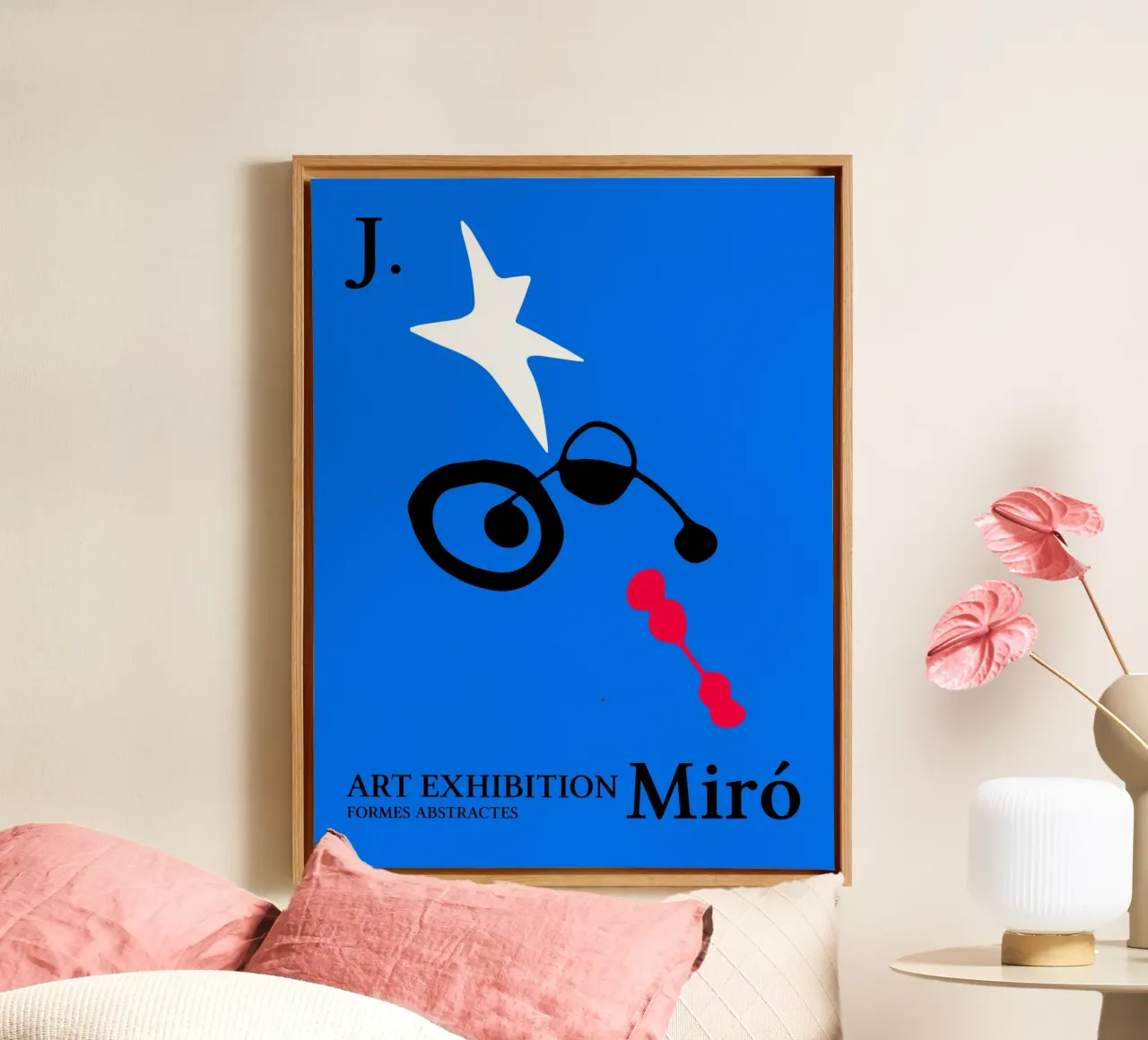 Forme astratte, poster blu Miro tela con Cornice a cassetta da Peaches Art Prints