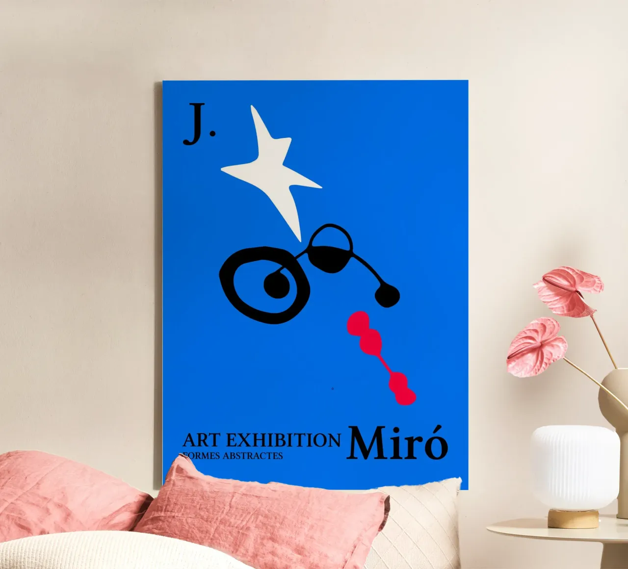 Forme astratte, poster blu Miro tela con Cornice a cassetta da Peaches Art Prints