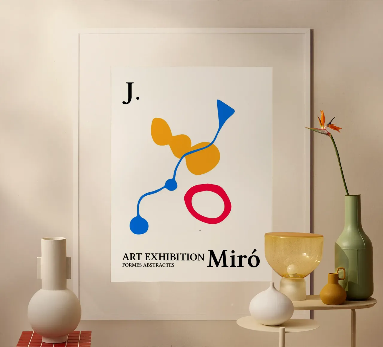 Astratto Joan Miro Forme Poster Kusama poster con telaio in plastica da Peaches Art Prints