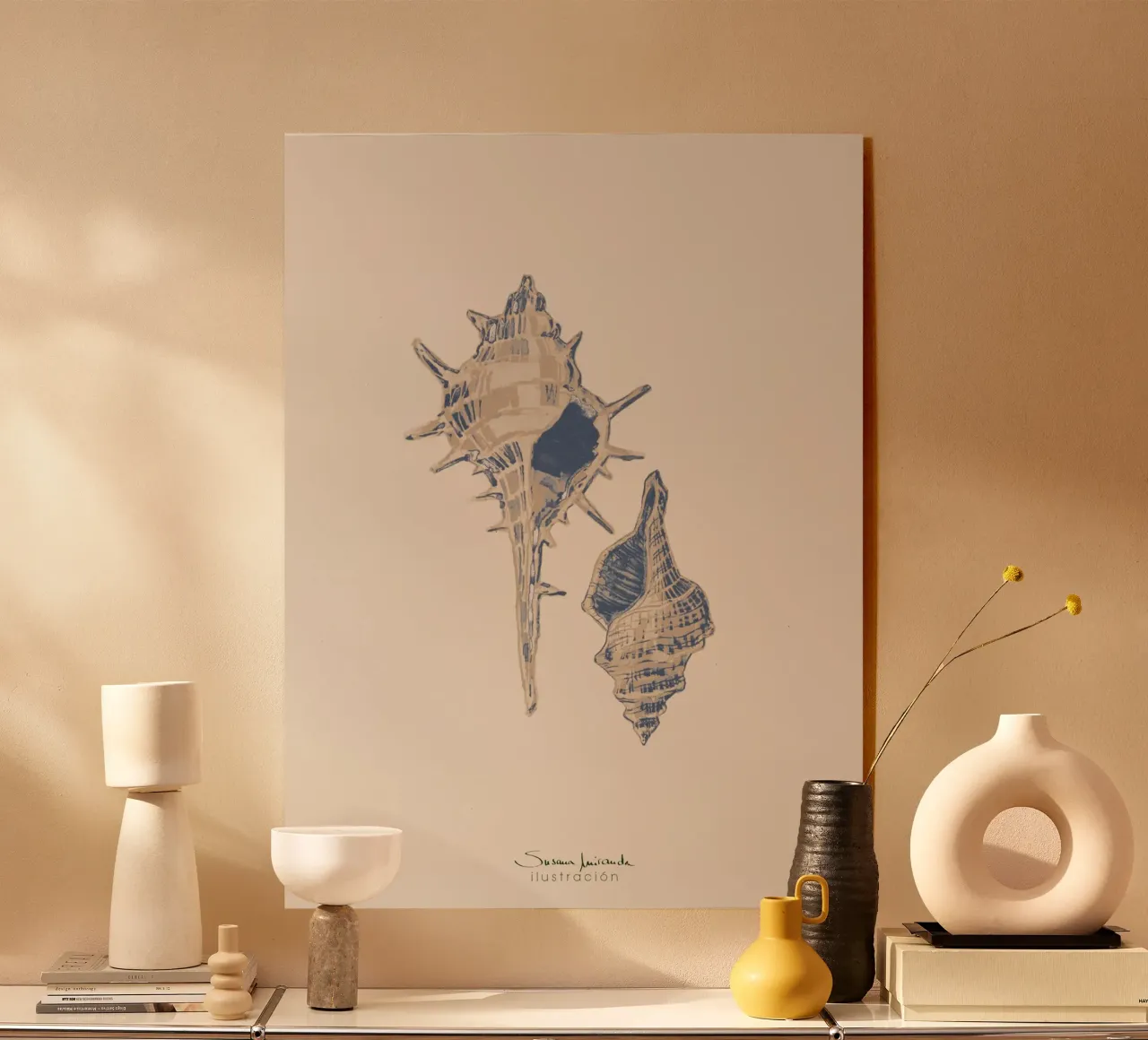 sea shells blue and beige plexiglass da Art by Susana Miranda ilustración