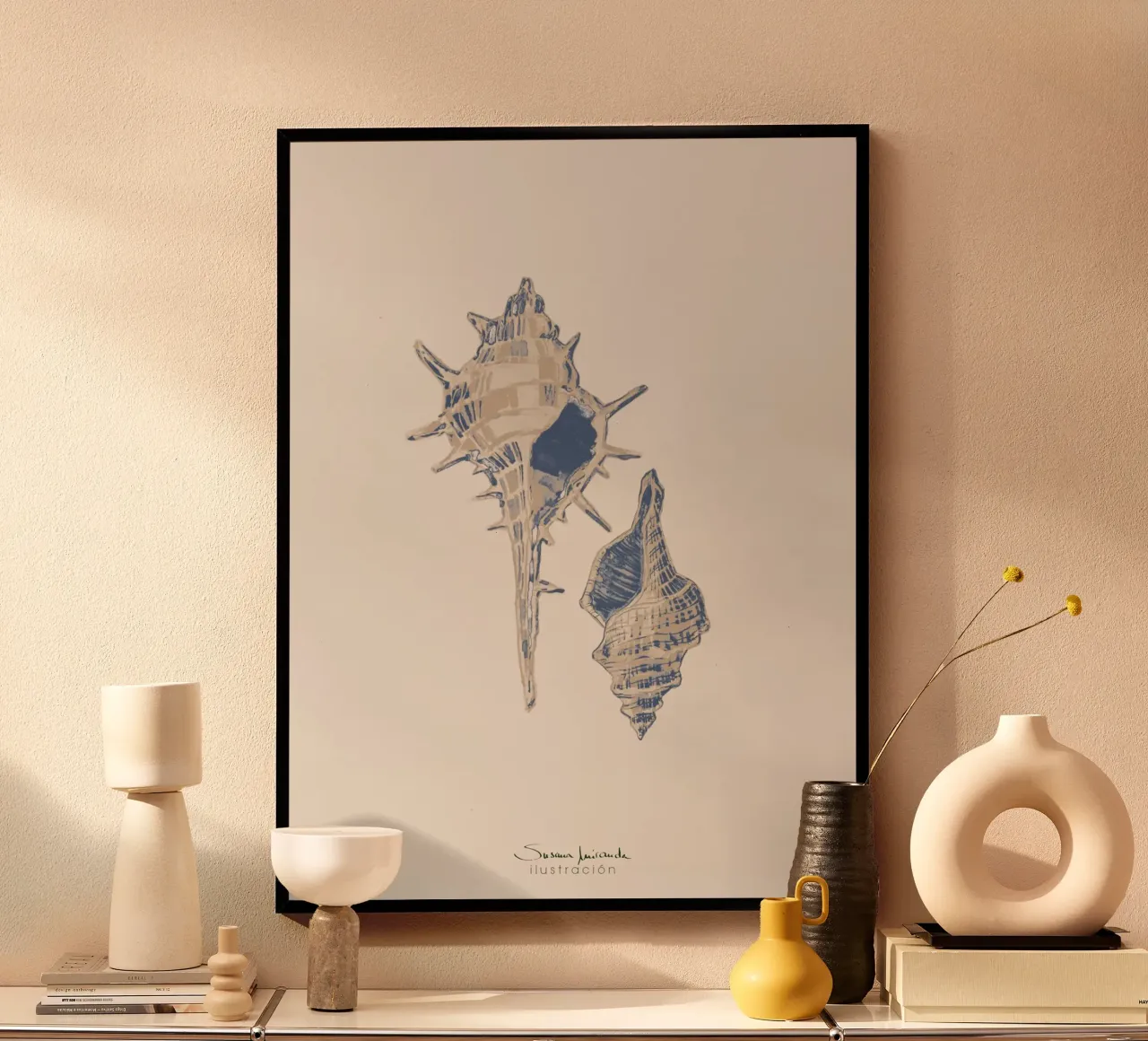 conchiglie blu e beige poster da Art by Susana Miranda ilustración
