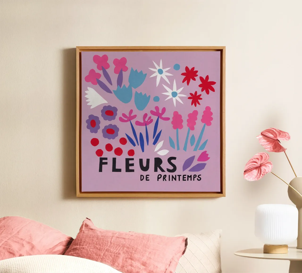 Fleur de Printemps tela con Cornice a cassetta da Iris Knabenschuh Design