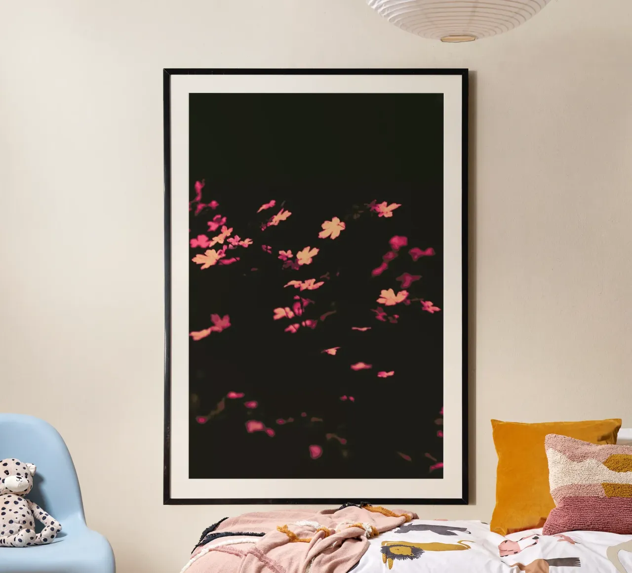 Pink Butterflies poster met kunststof frame van Ingrid Beddoes