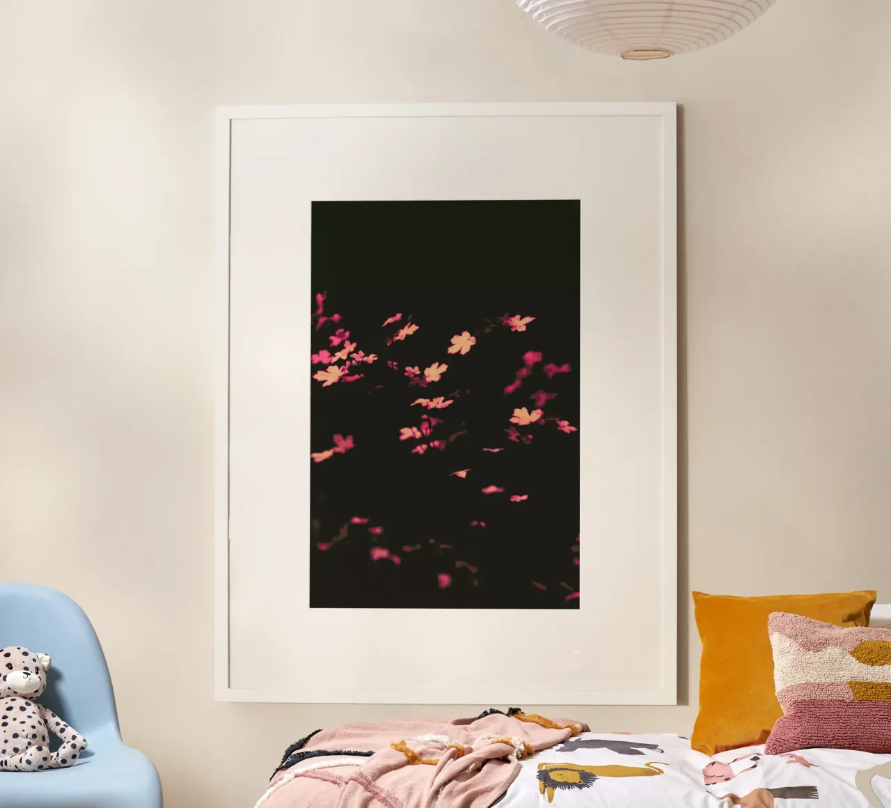 Pink Butterflies poster met kunststof frame van Ingrid Beddoes