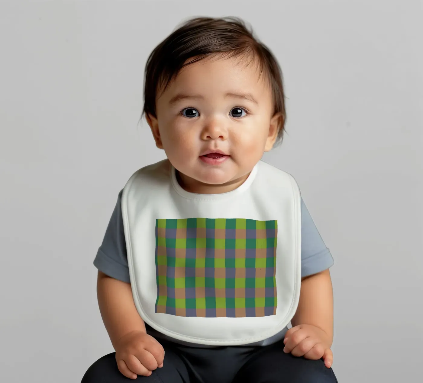 Green gingham baby bib by GigiRosado