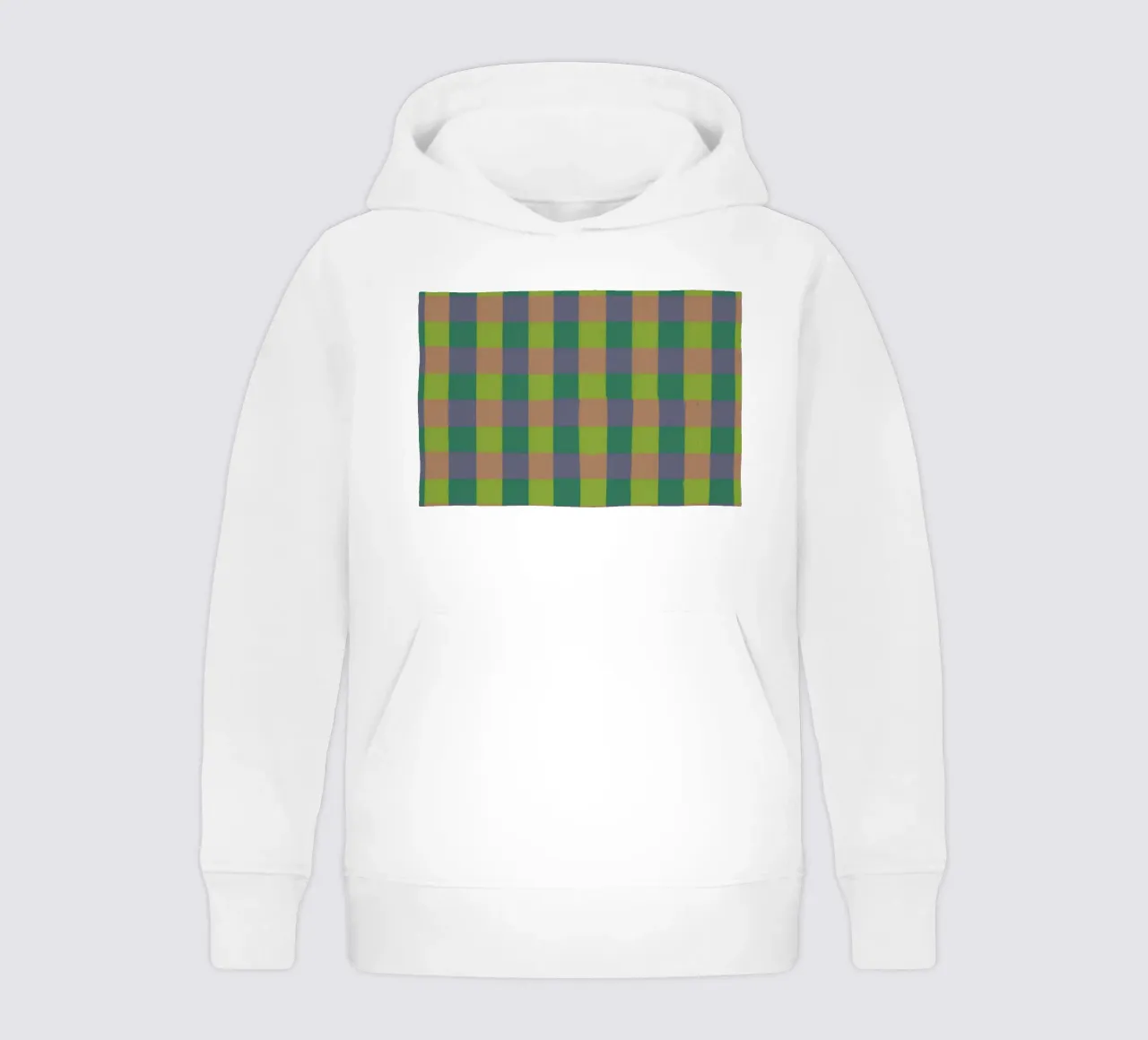Green gingham kids hoodie by GigiRosado
