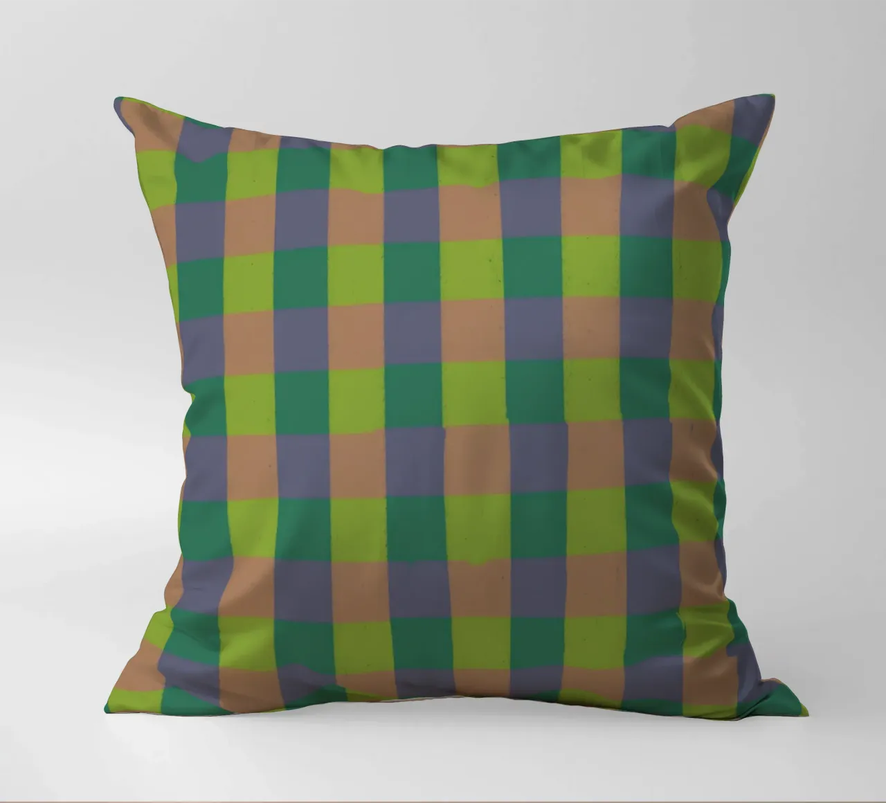 Green gingham decorative cushion by GigiRosado