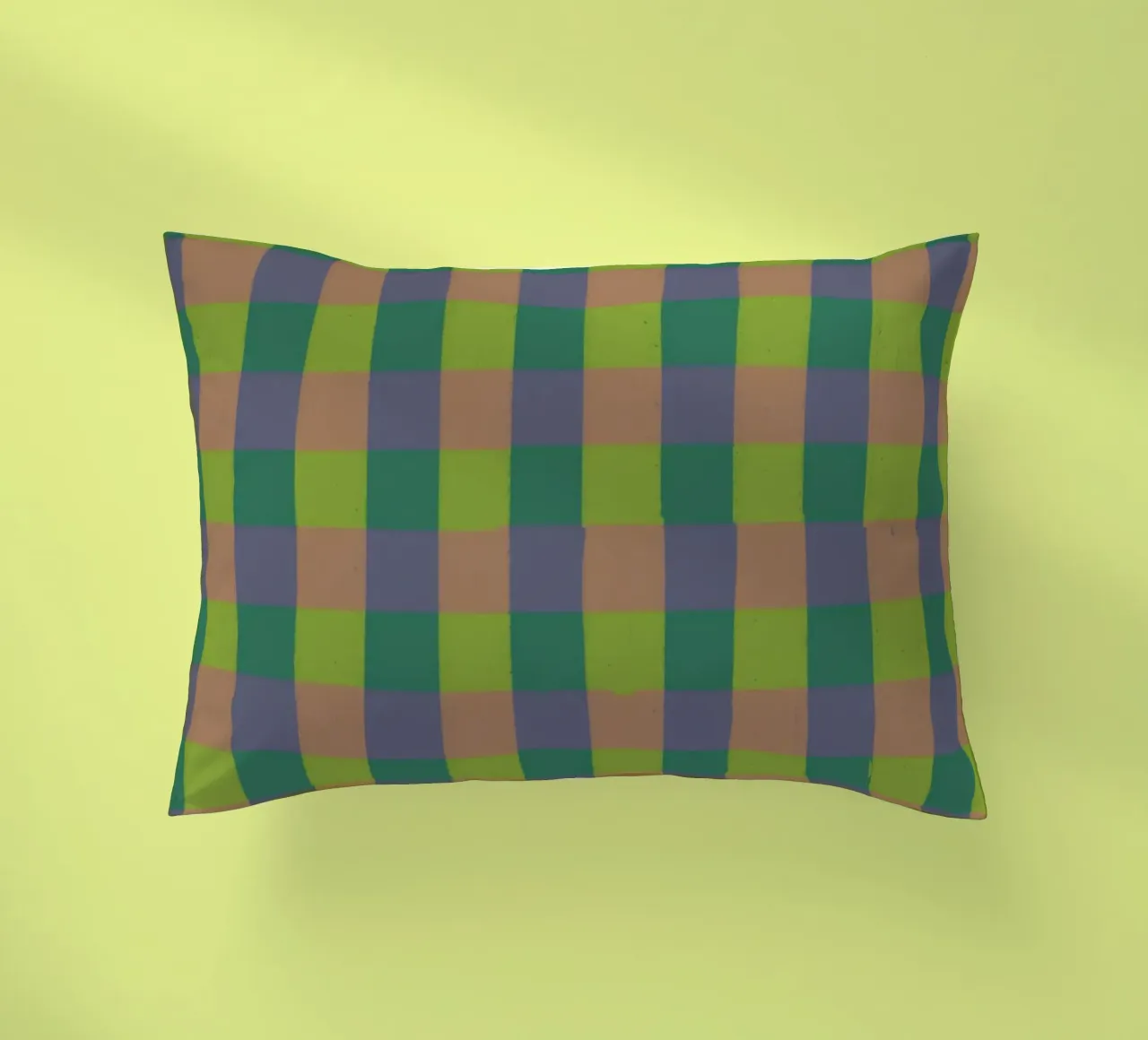 Green gingham decorative cushion by GigiRosado