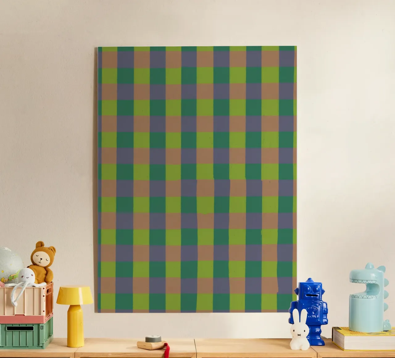 Green gingham acrylic glass by GigiRosado