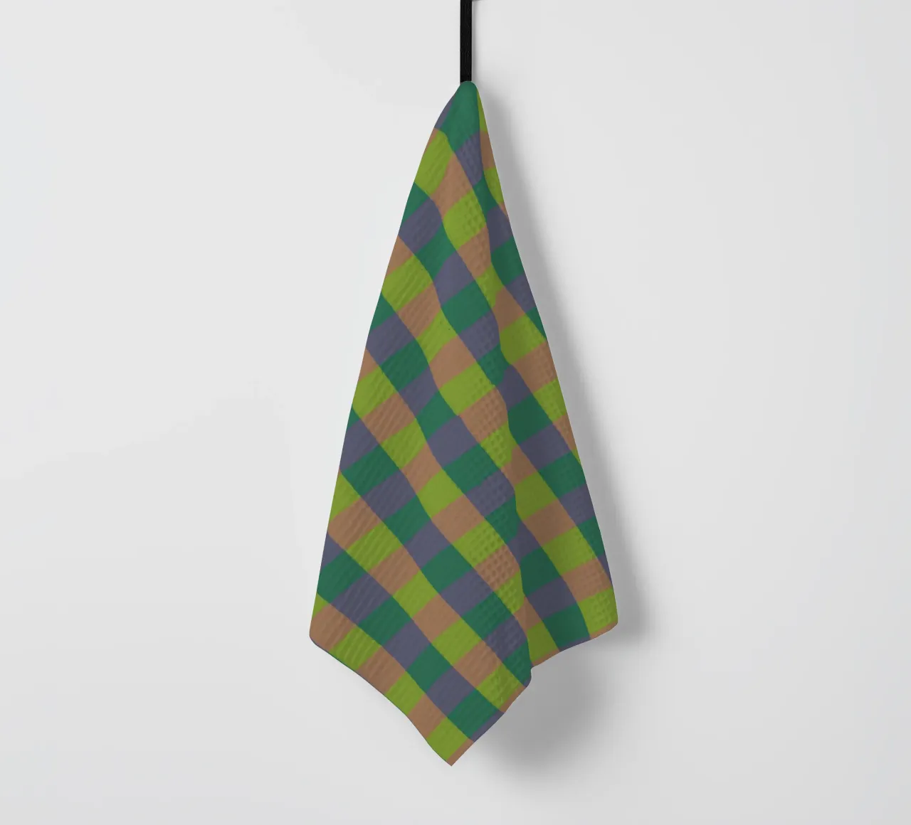 Green gingham tea towel by GigiRosado