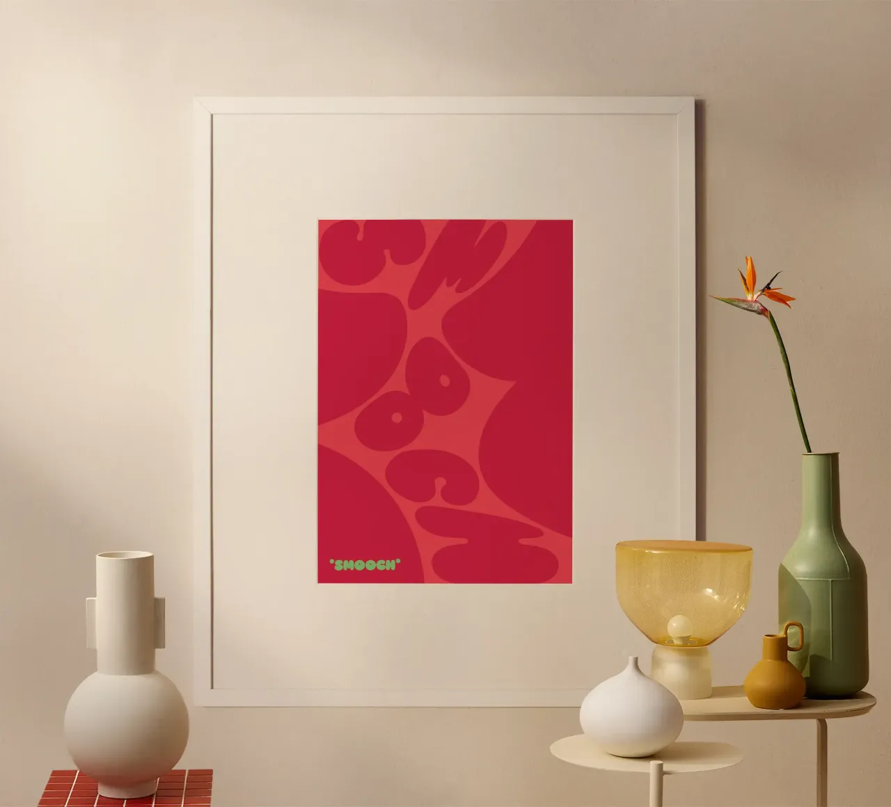 smooch red poster con telaio in alluminio da Laura Saggau