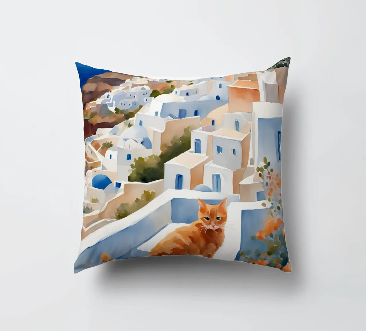 Gatto di Santorini cuscino da Lotta Cat Design