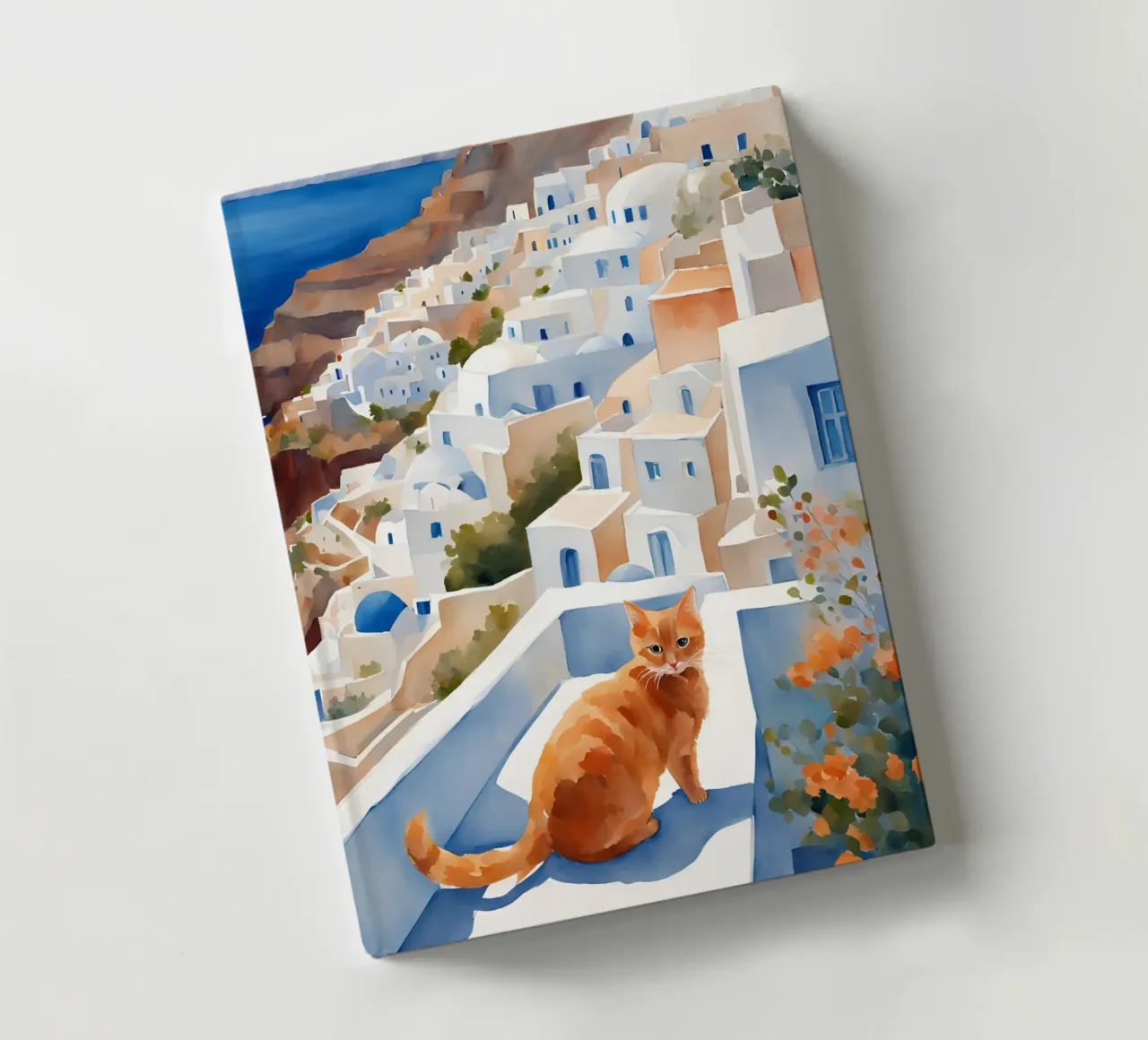 Santorini cat notebook by Lotta Cat Design