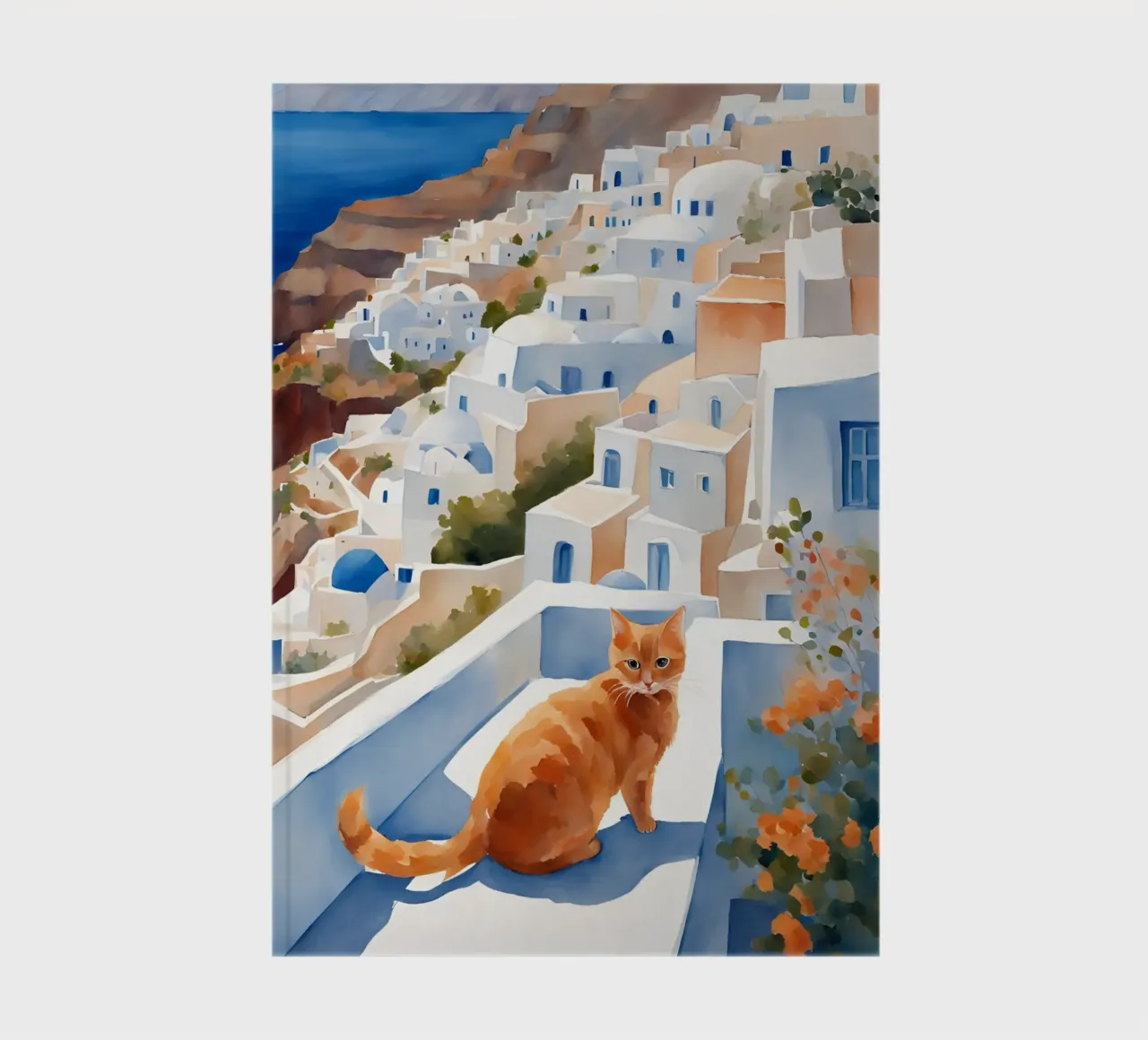 Santorini cat notebook by Lotta Cat Design