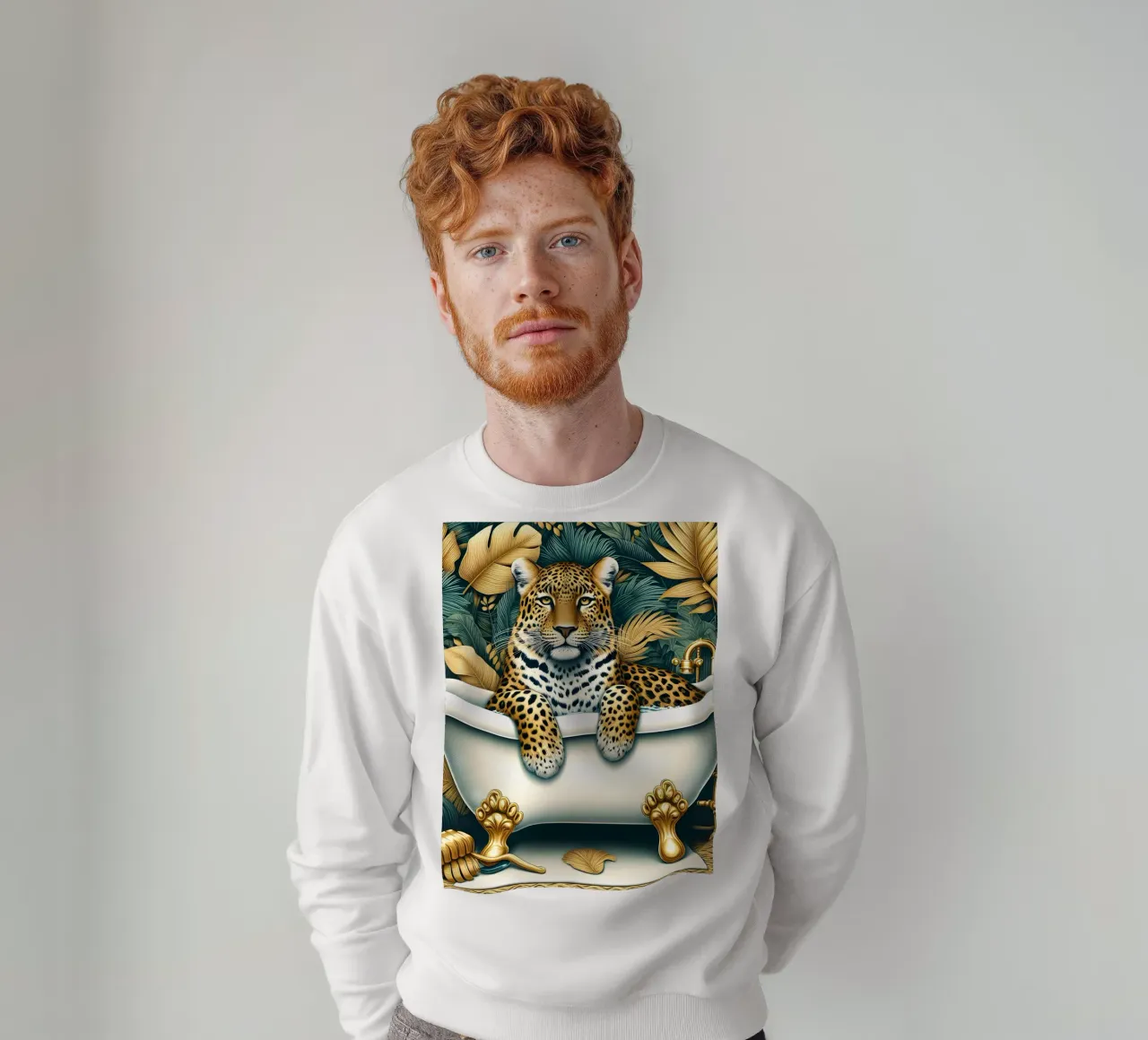 Leopardo in bagno felpa da ARTOMATIC