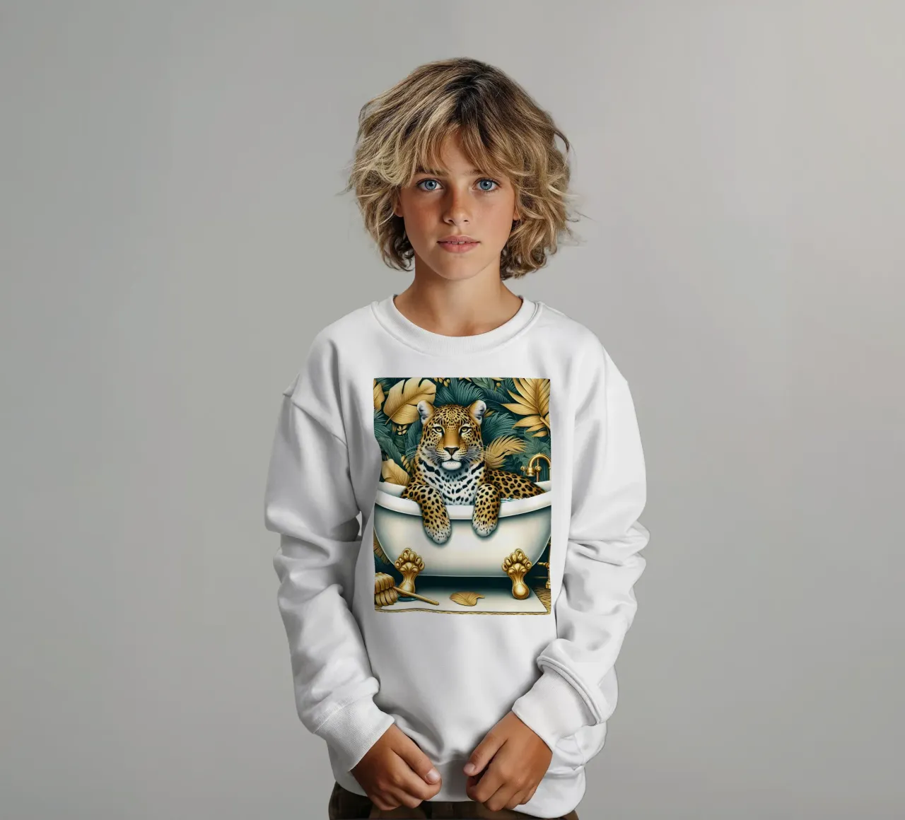 Leopardo in bagno felpa bambino da ARTOMATIC