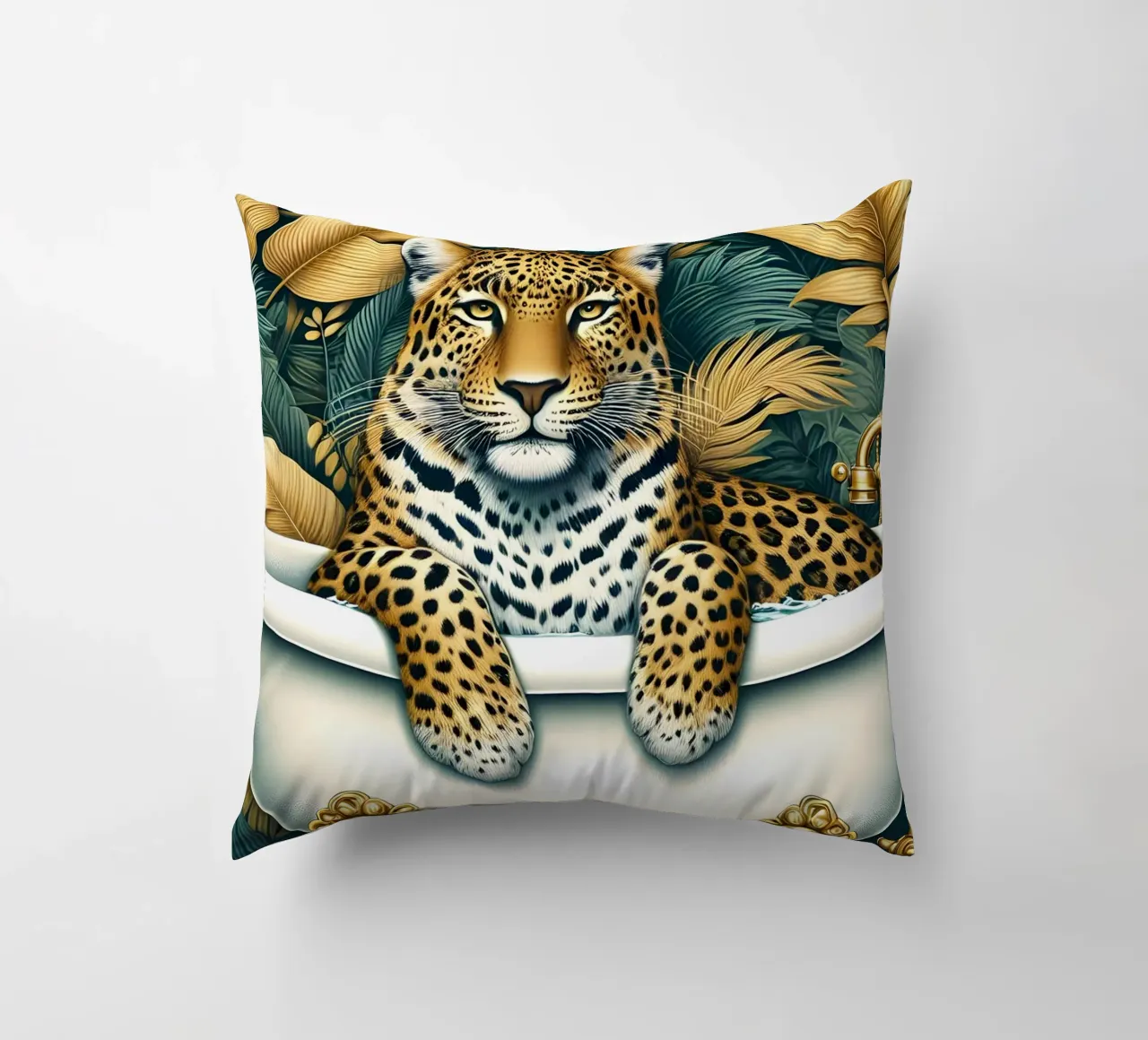 Leopardo in bagno cuscino da ARTOMATIC