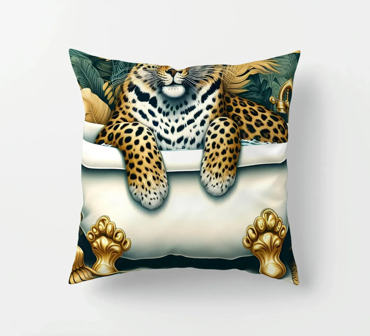 Leopardo in bagno cuscino da ARTOMATIC