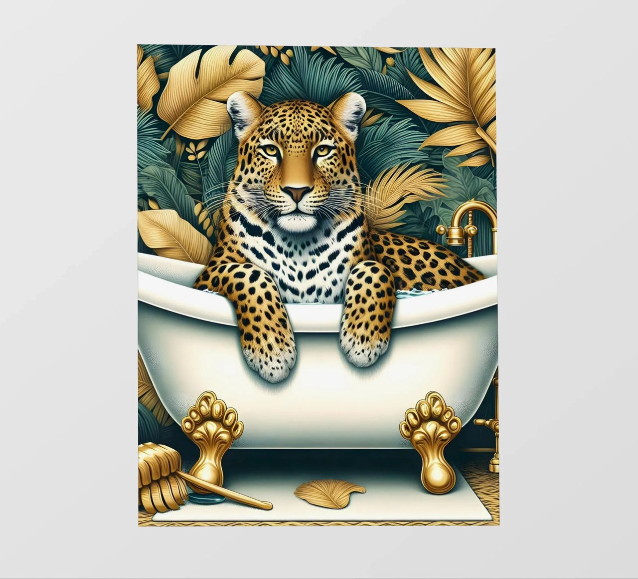 Leopardo in bagno telo in pvc da ARTOMATIC
