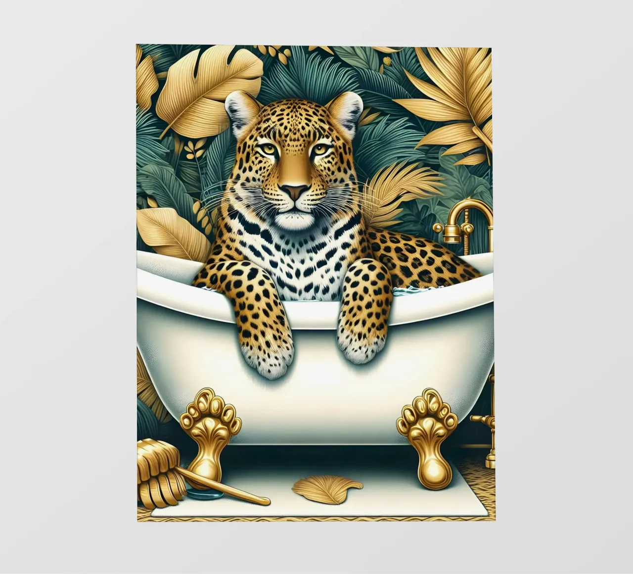 Leopardo in bagno telo in pvc da ARTOMATIC