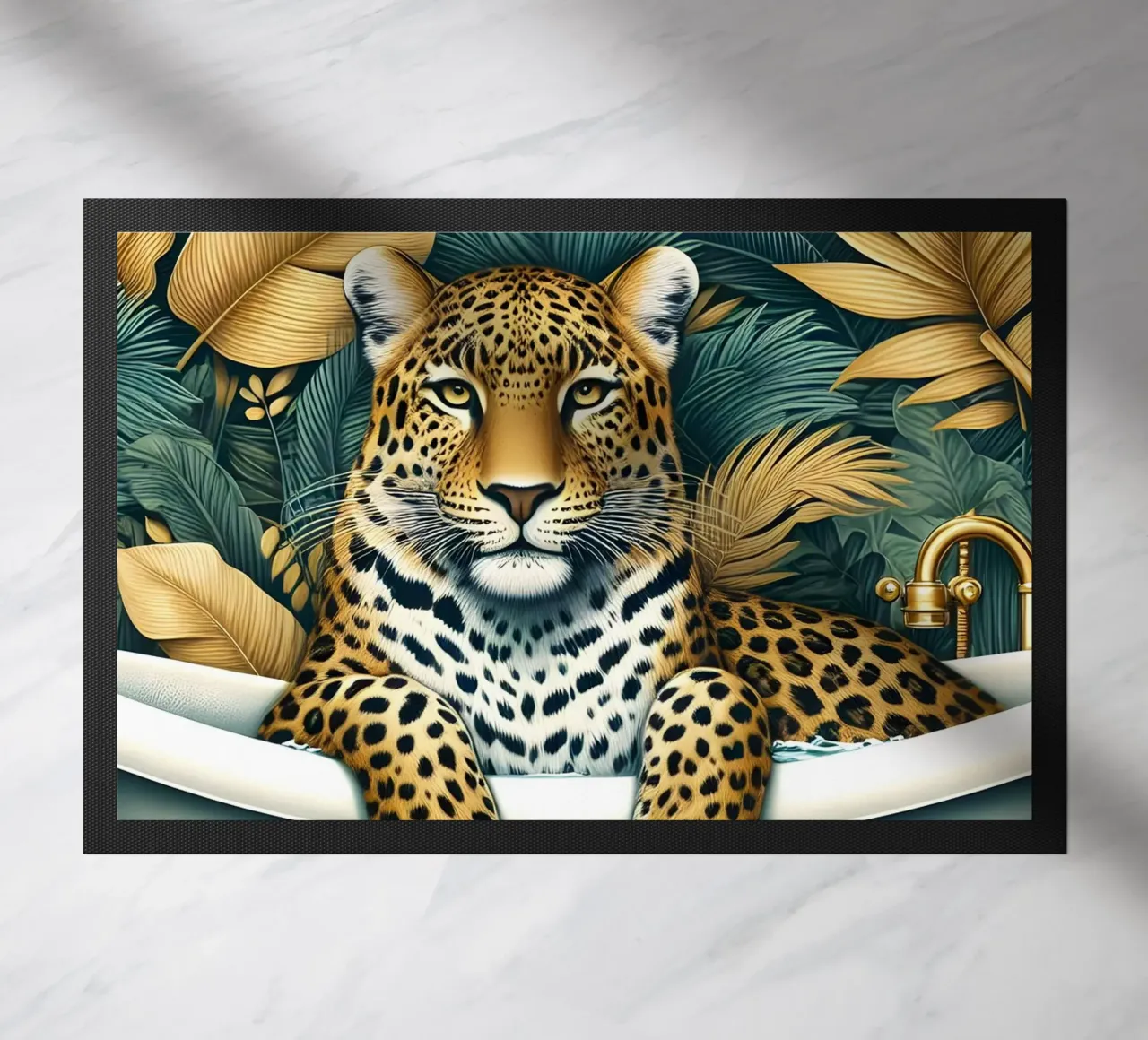 Leopardo in bagno zerbino da ARTOMATIC