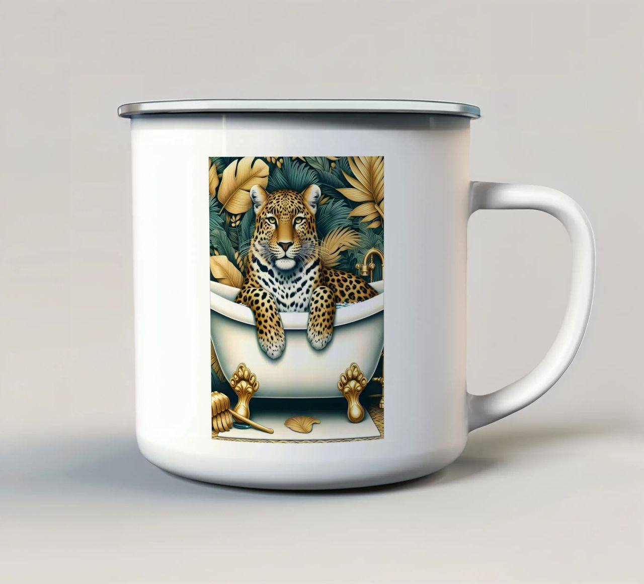 Leopardo in bagno tazza in smalto da ARTOMATIC