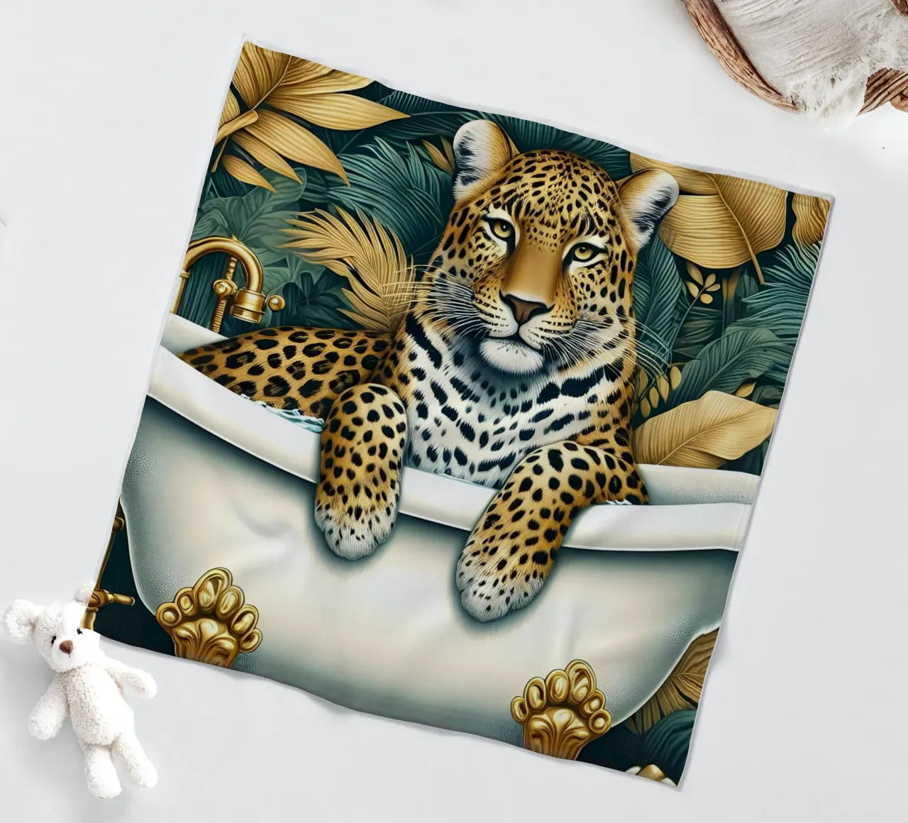 Leopardo in bagno coperta in pile da ARTOMATIC