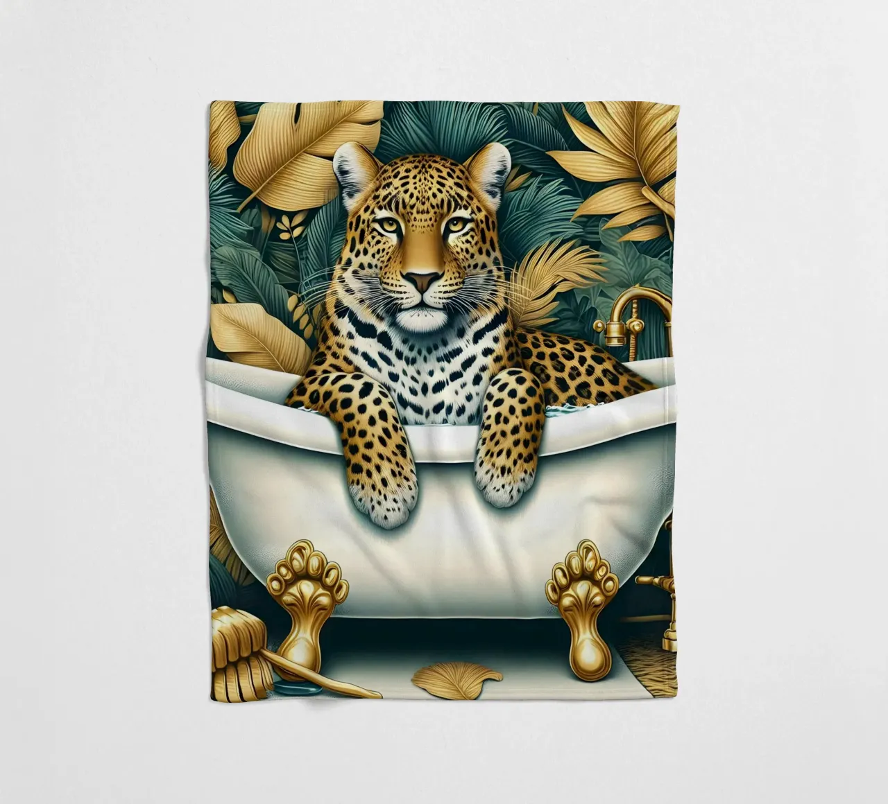 Leopardo in bagno coperta in pile da ARTOMATIC