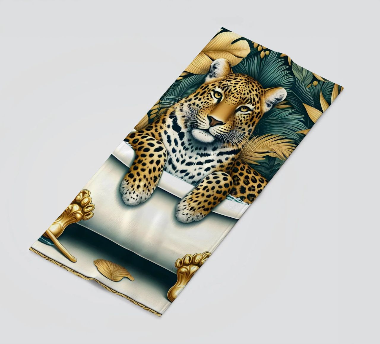Leopardo in bagno telo mare da ARTOMATIC