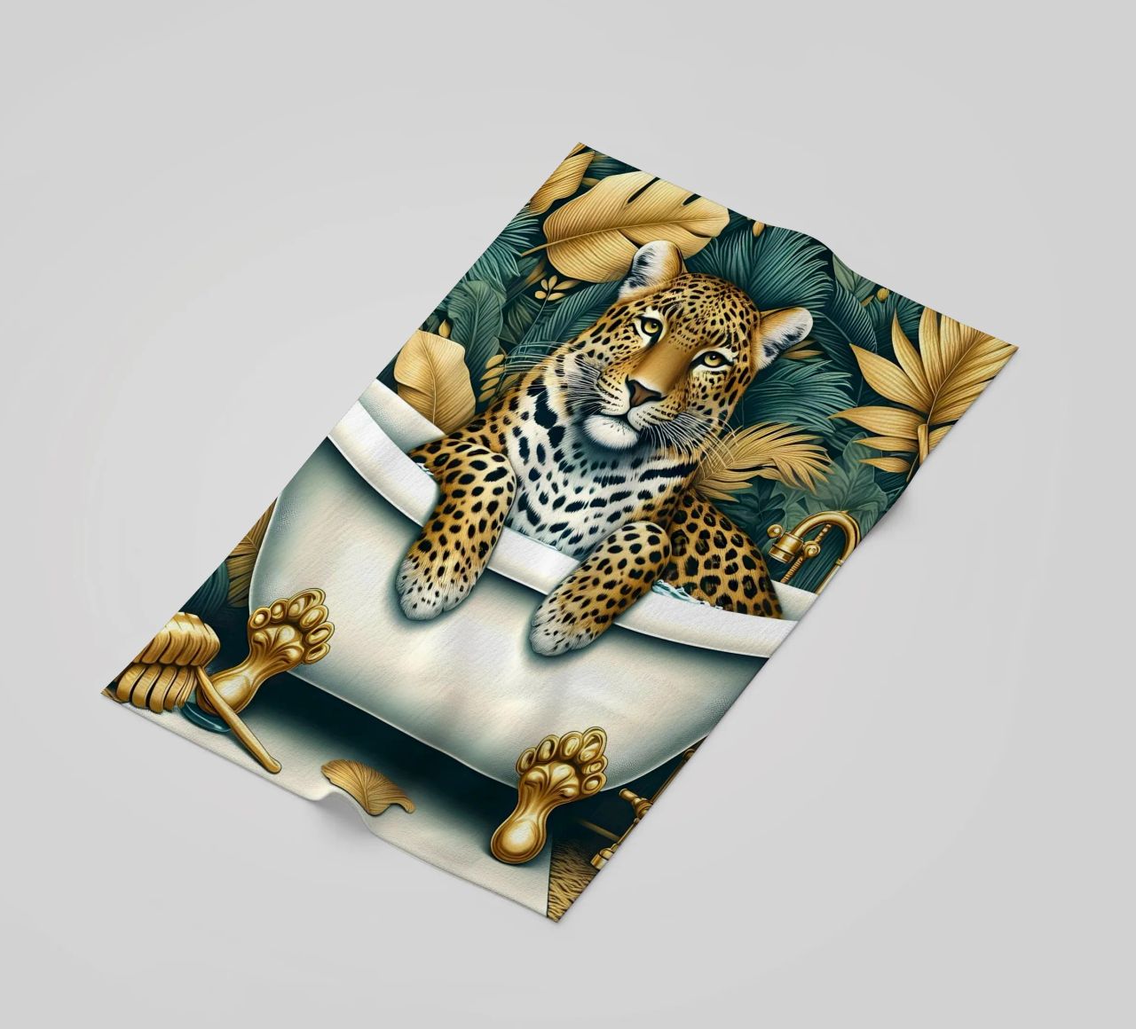 Leopardo in bagno telo mare da ARTOMATIC