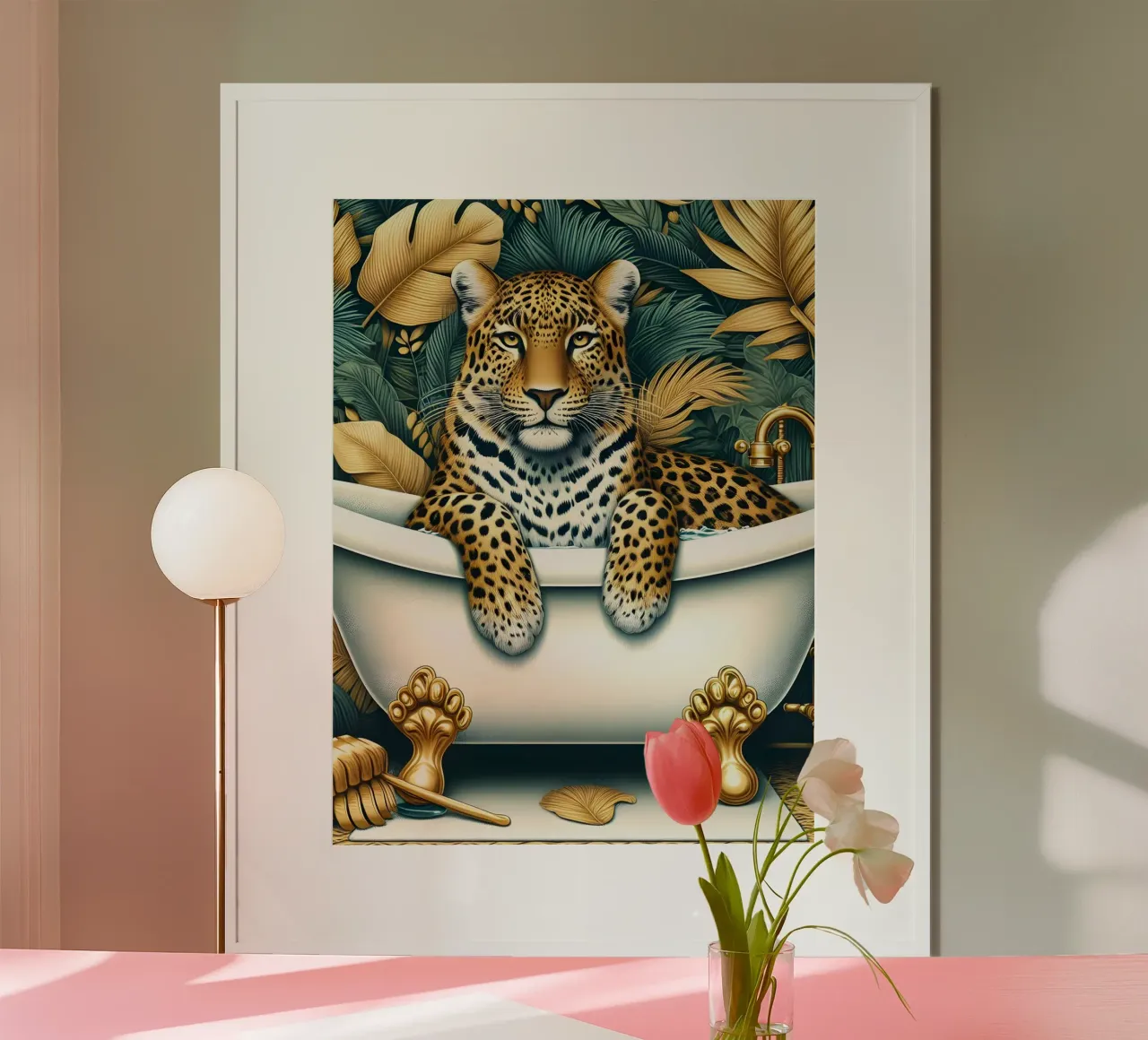 Leopardo in bagno carta hahnemühle da ARTOMATIC
