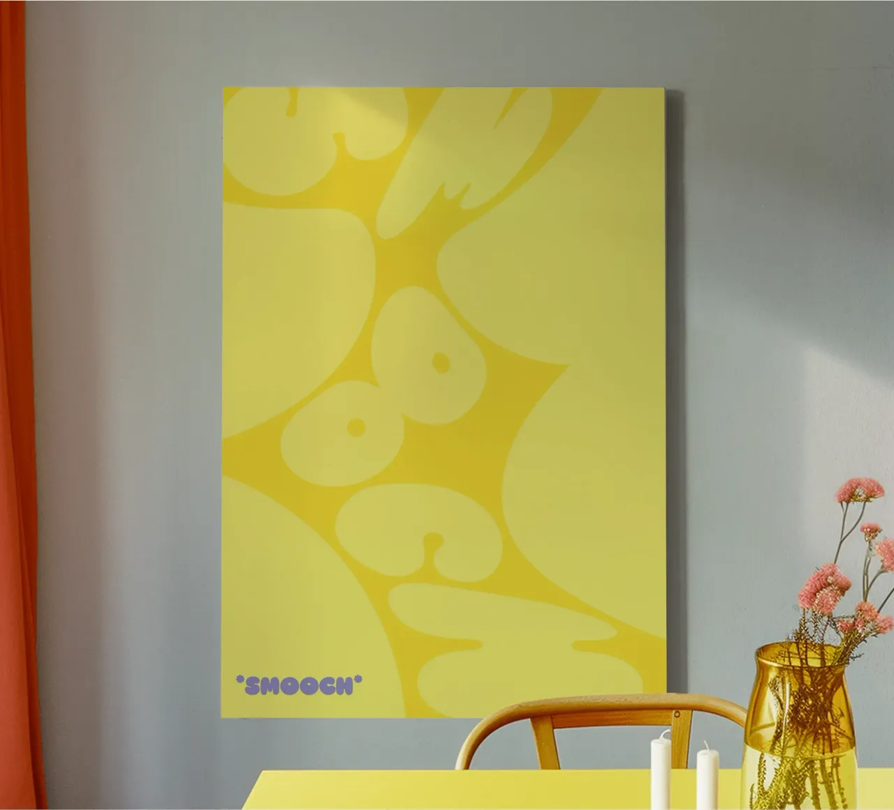 smooch yellow tela con Cornice a cassetta da Laura Saggau