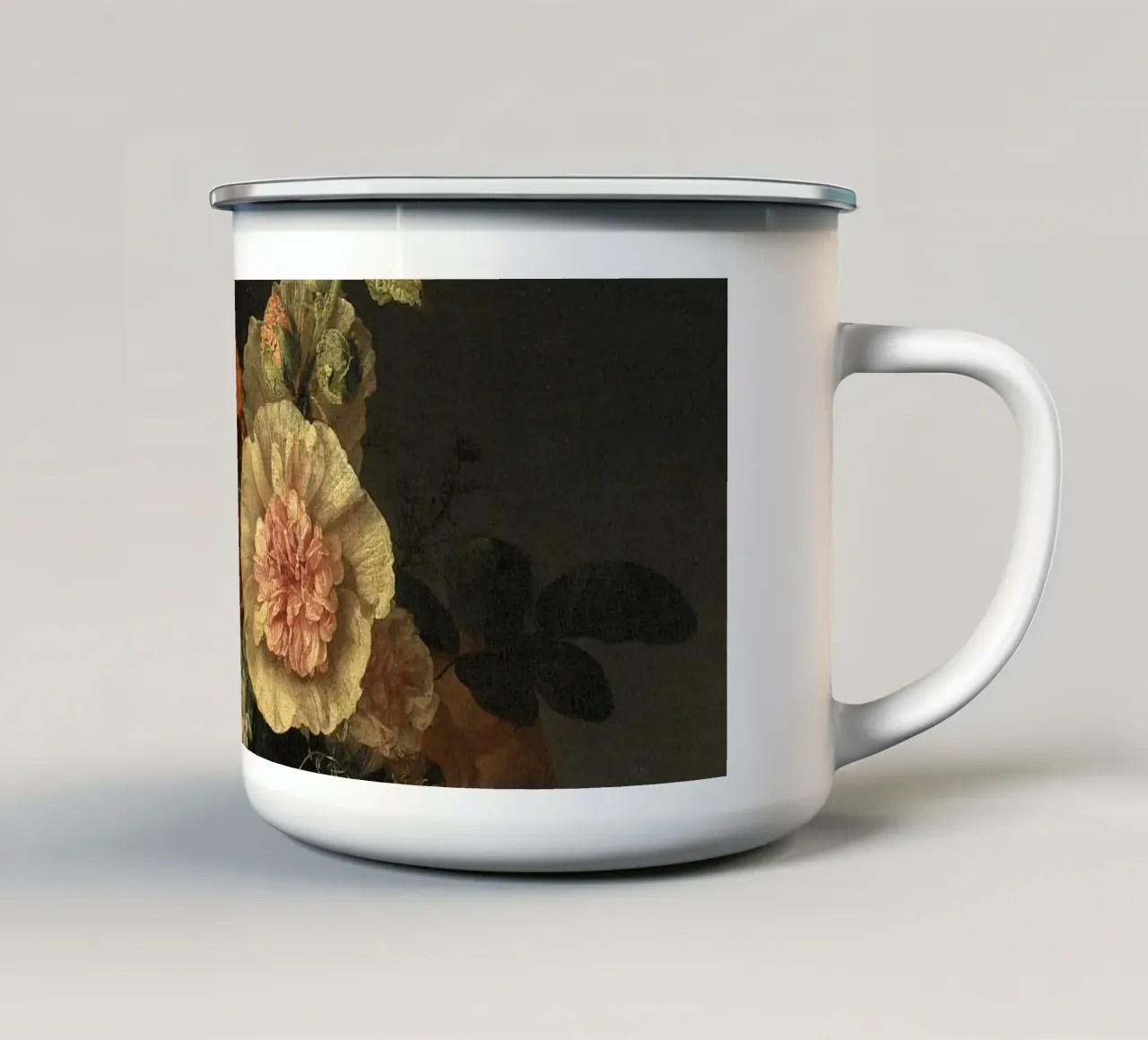 Vintage Floral Still Life enamel mug by apoloprints