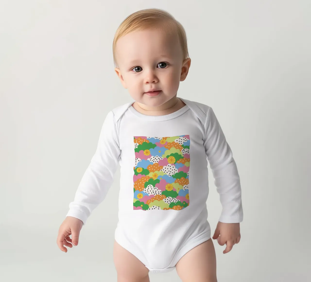 Cloudy pattern body neonato maniche lunghe da GigiRosado