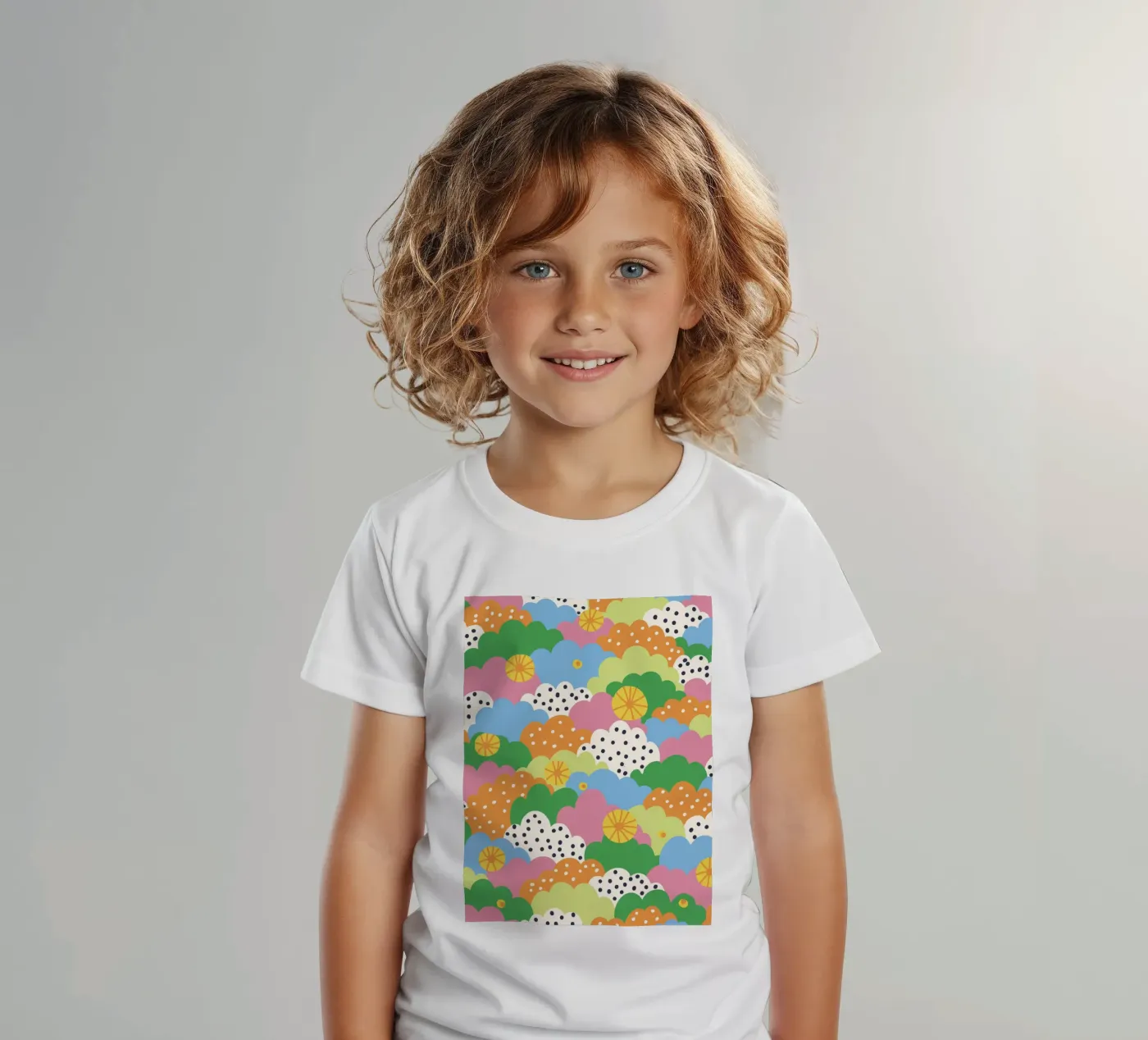 Cloudy pattern kids t-shirt by GigiRosado