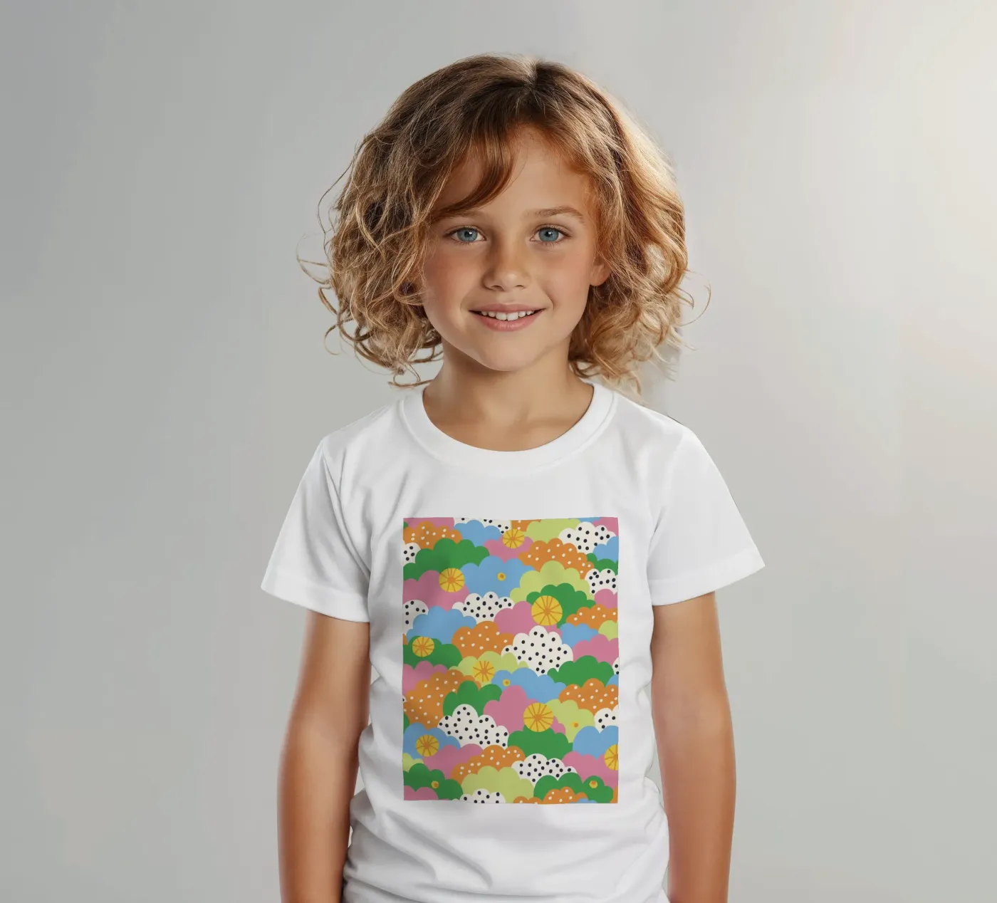 Cloudy pattern kids t-shirt by GigiRosado