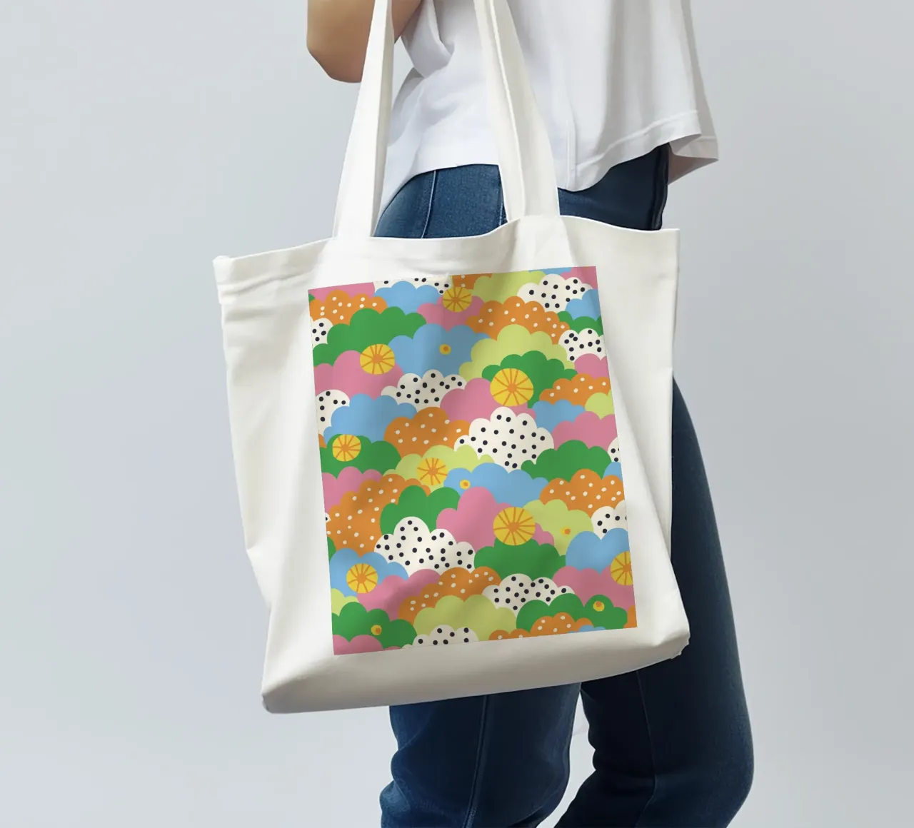Cloudy pattern borsa in juta da GigiRosado
