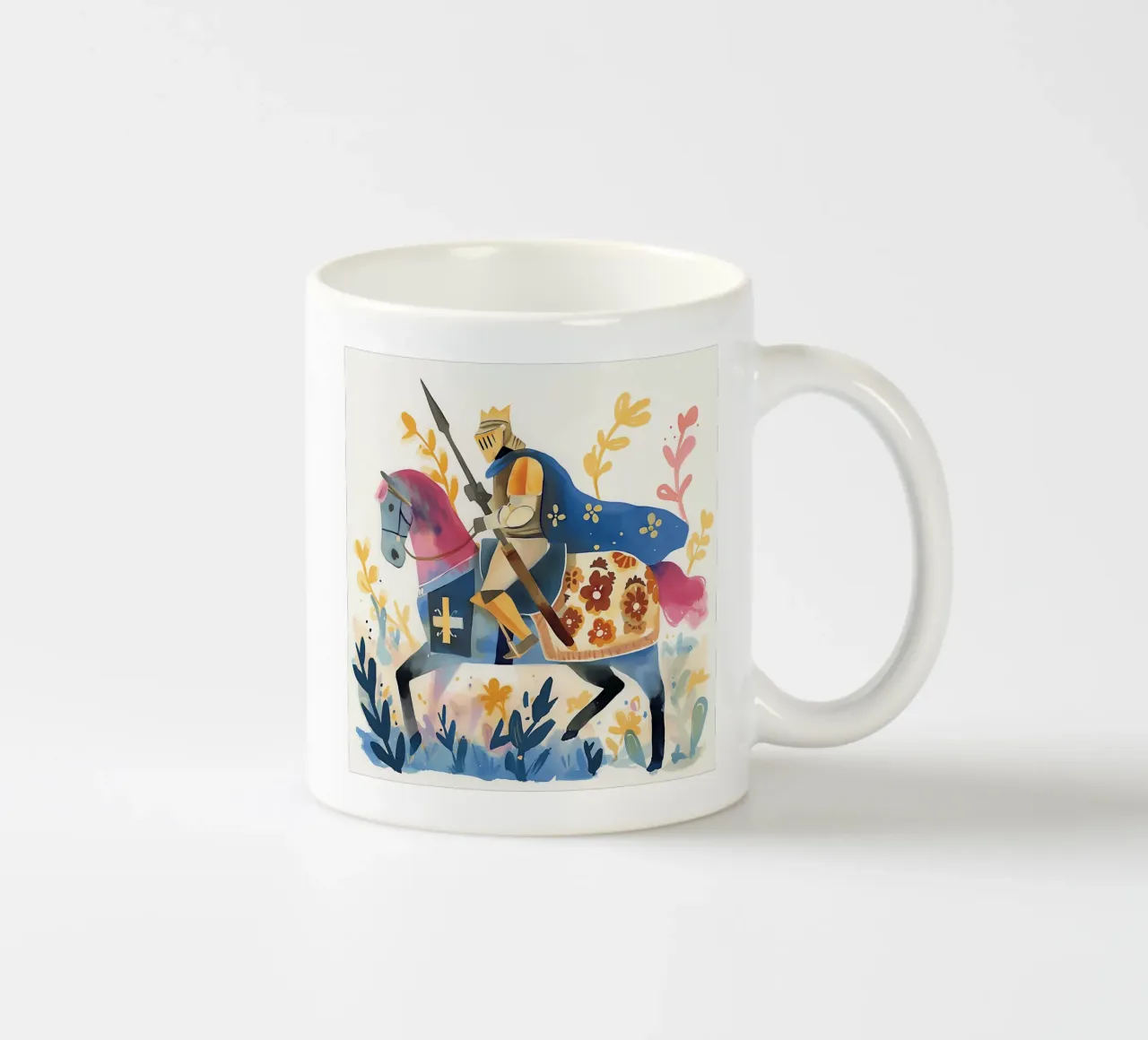 Acquerello cavaliere con cavallo tazza in ceramica da Carinaprint