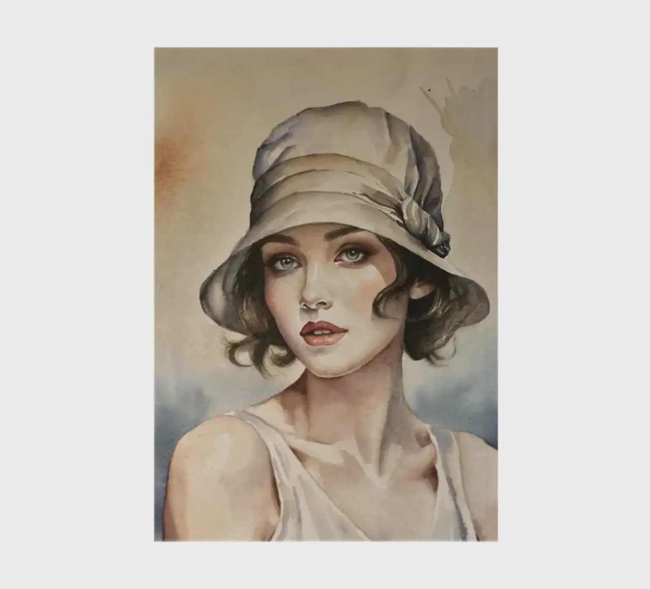 Watercolour of an elegant woman with a hat notebook by HelenBarenton