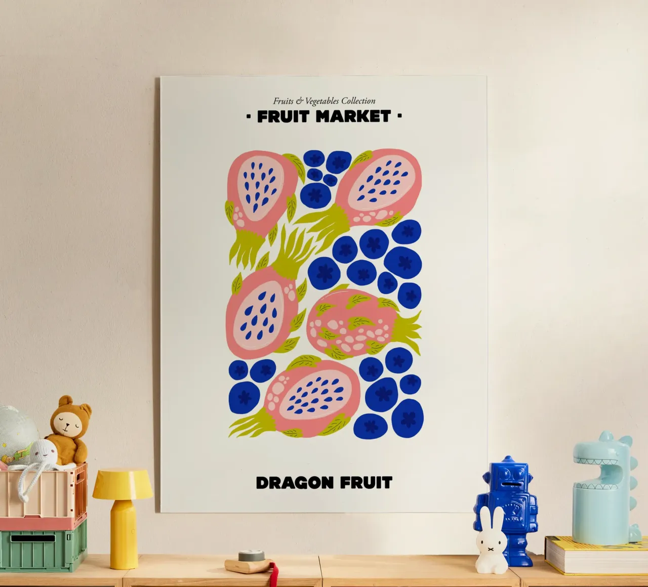 Il mercato della frutta, illustrazione del frutto del drago plexiglass da Peaches Art Prints