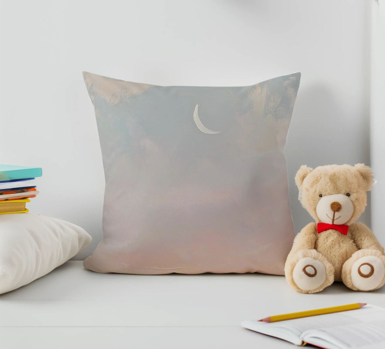 Mond Pastell Minimalismus Abstrakt Kissen von Euphoria Theresa