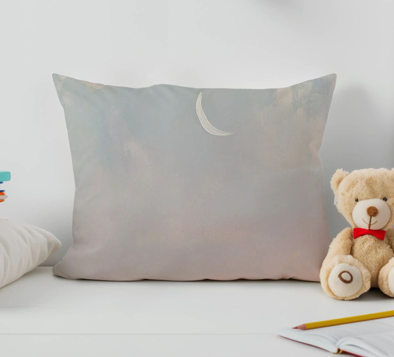 Mond Pastell Minimalismus Abstrakt Kissen von Euphoria Theresa